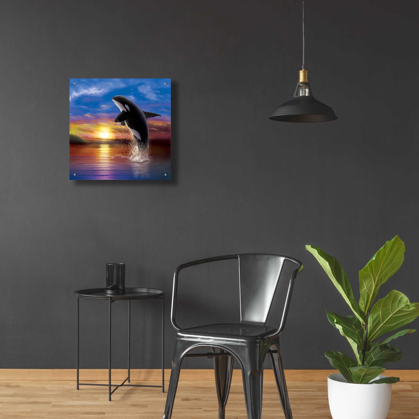 Epic Art 'Orca Sunrise' by Chris Dobrowolski, Acrylic Glass Wall Art,24x24