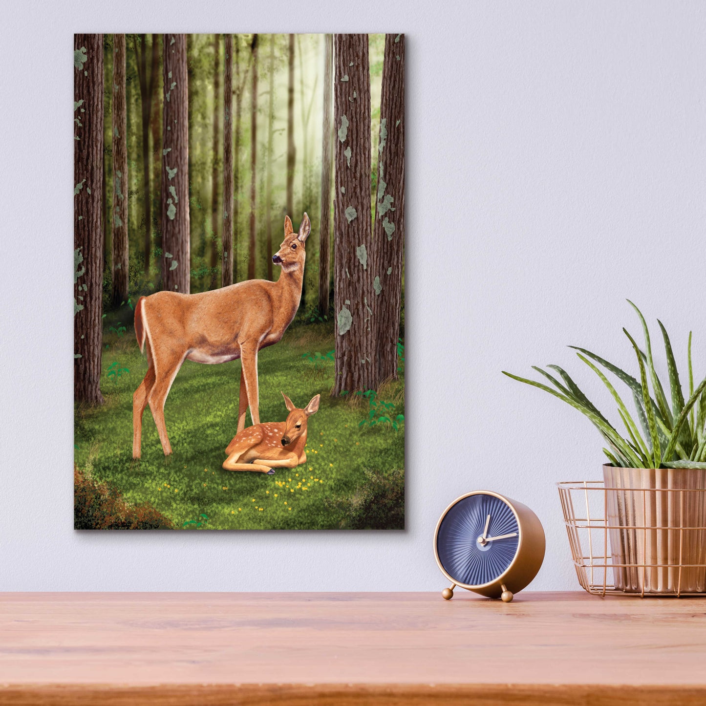 Epic Art 'Doe and Fawn' by Chris Dobrowolski, Acrylic Glass Wall Art,12x16