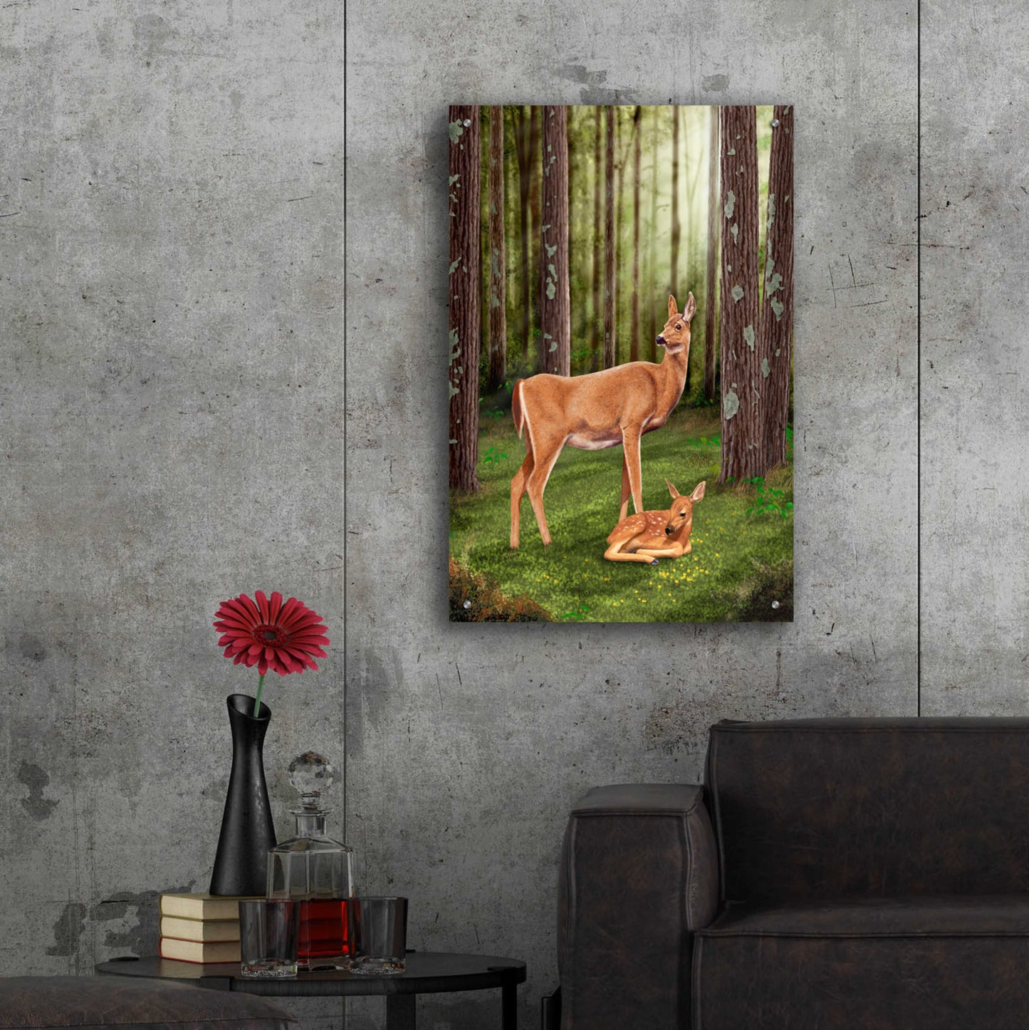 Epic Art 'Doe and Fawn' by Chris Dobrowolski, Acrylic Glass Wall Art,24x36