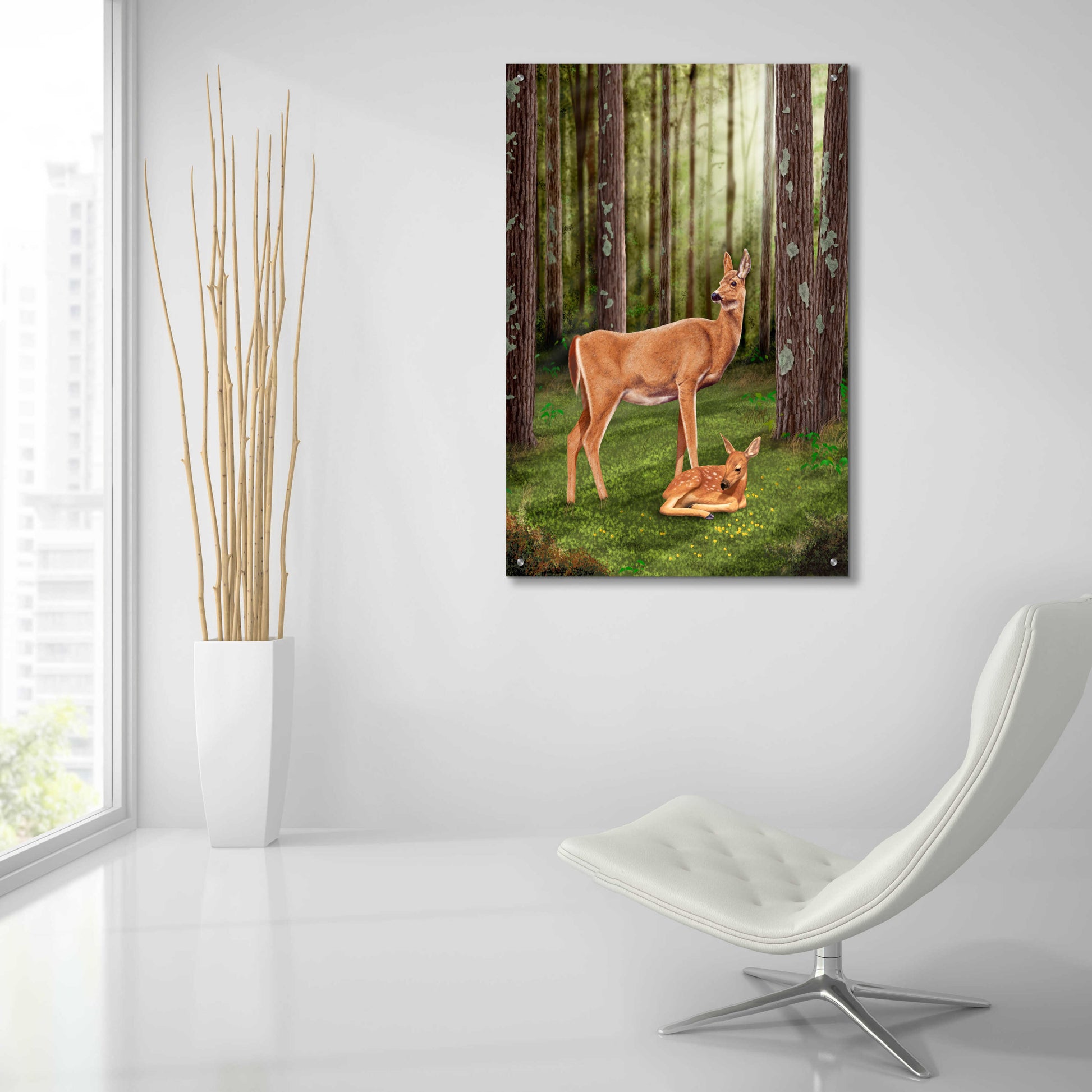 Epic Art 'Doe and Fawn' by Chris Dobrowolski, Acrylic Glass Wall Art,24x36