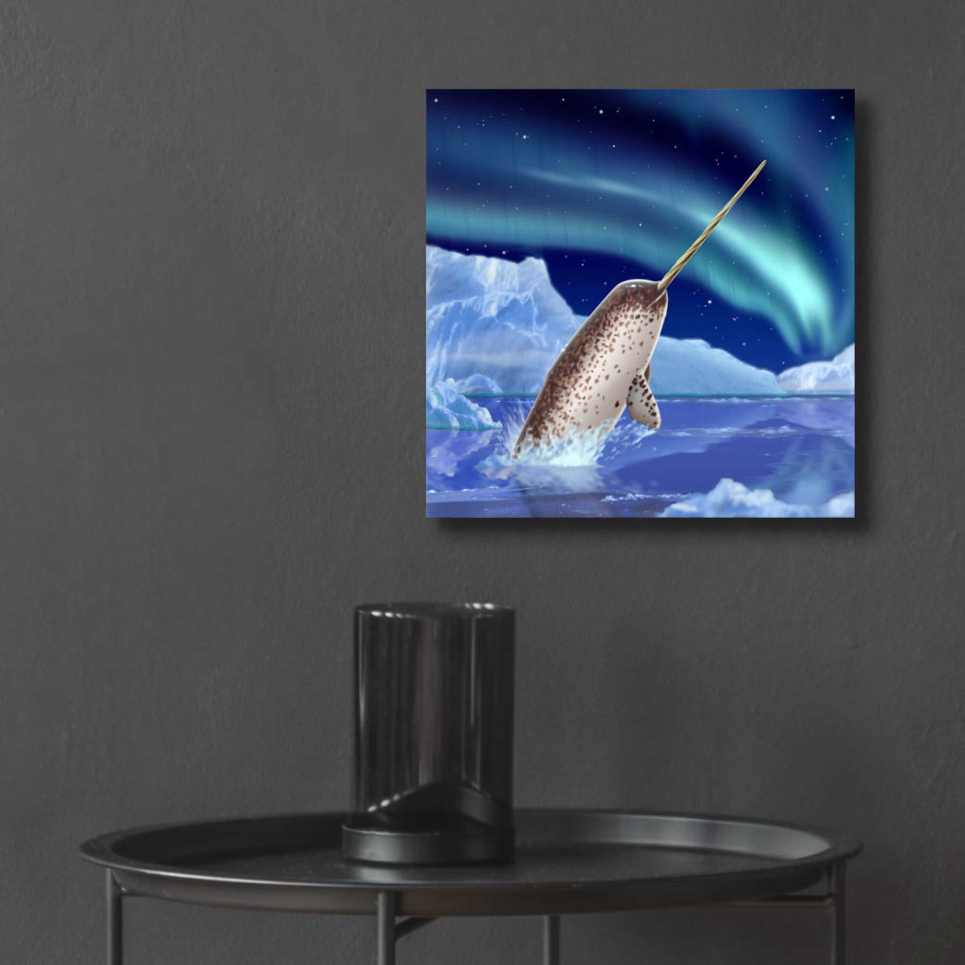 Epic Art 'Narwhal and Northern Lights' by Chris Dobrowolski, Acrylic Glass Wall Art,12x12