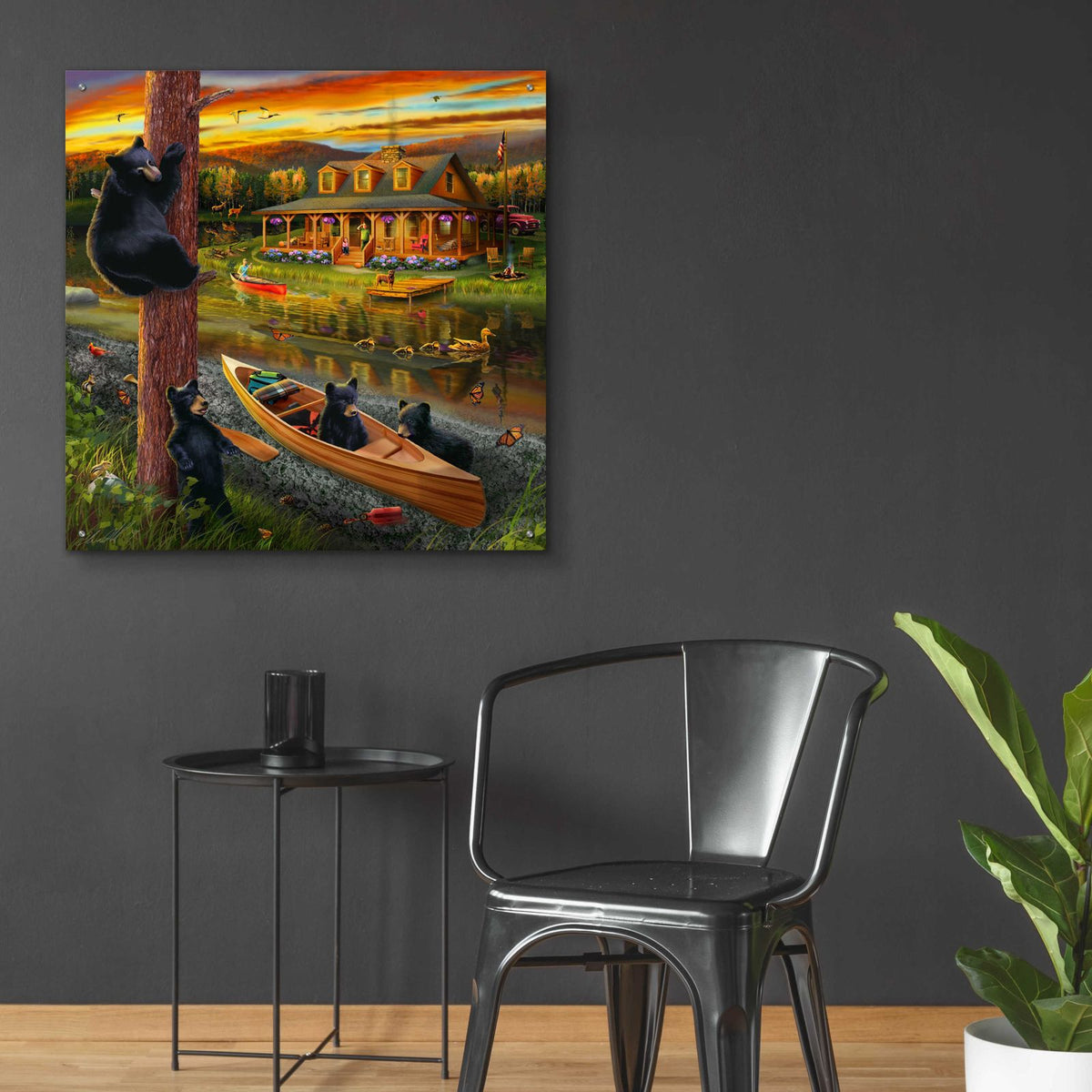 Bear Family Mischief by Chris Dobrowolski - 36x36 acrylic wall art in a room