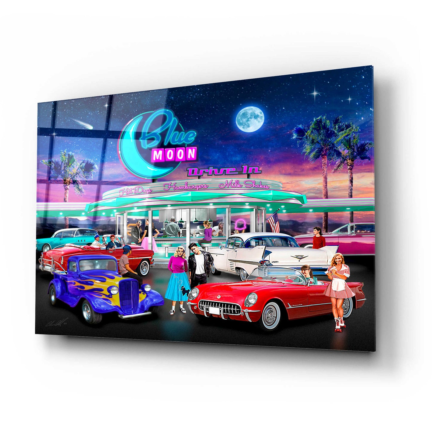 Epic Art 'Drive In' by Chris Dobrowolski, Acrylic Glass Wall Art,24x16