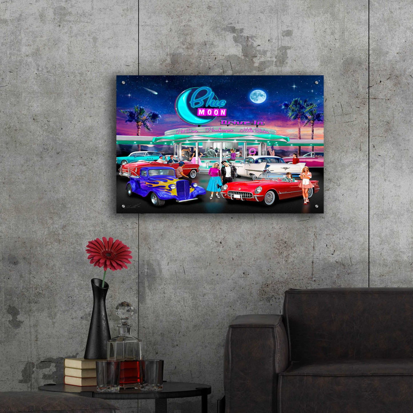 Epic Art 'Drive In' by Chris Dobrowolski, Acrylic Glass Wall Art,36x24