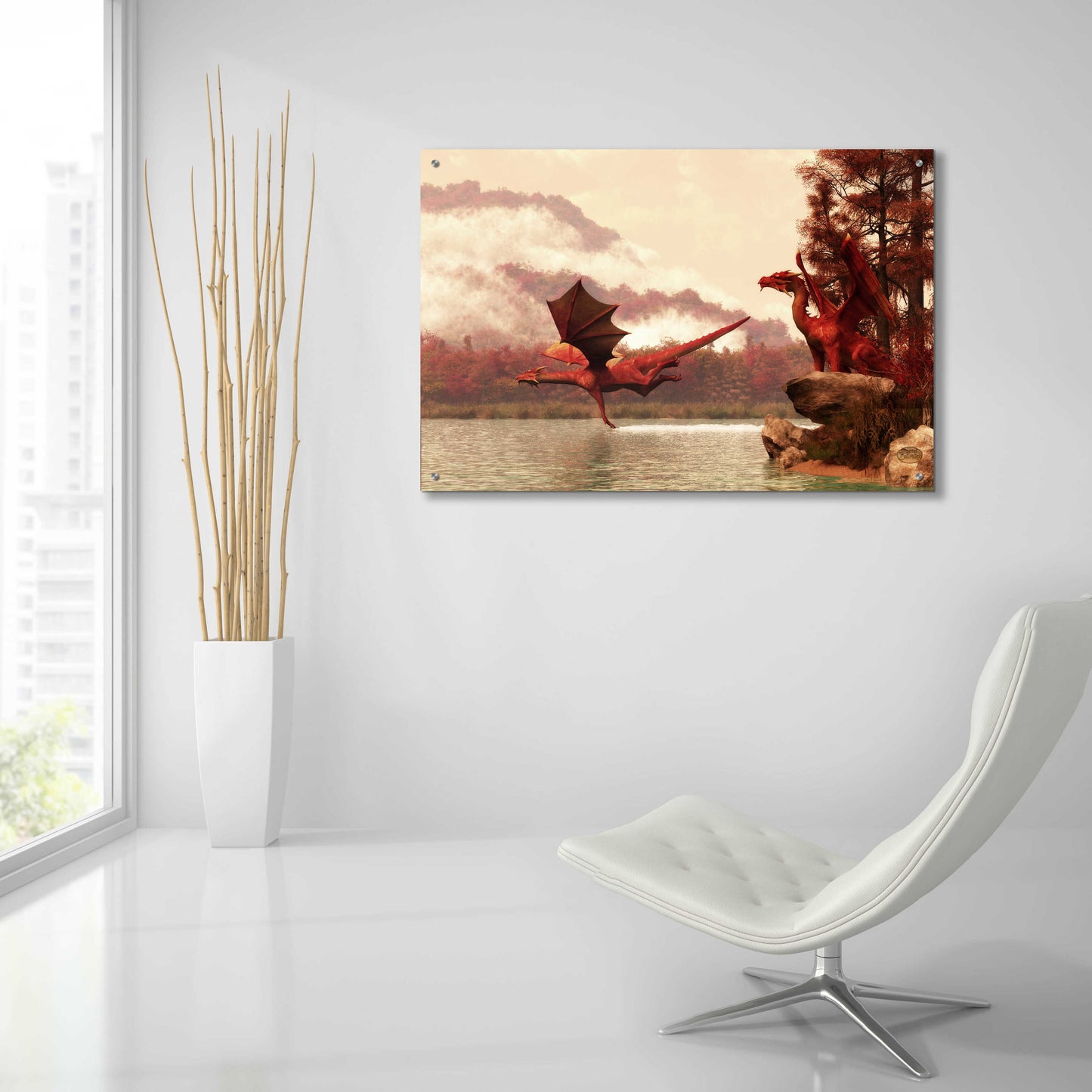 Epic Art 'Autumn Dragons' by Daniel Eskridge, Acrylic Glass Wall Art,36x24