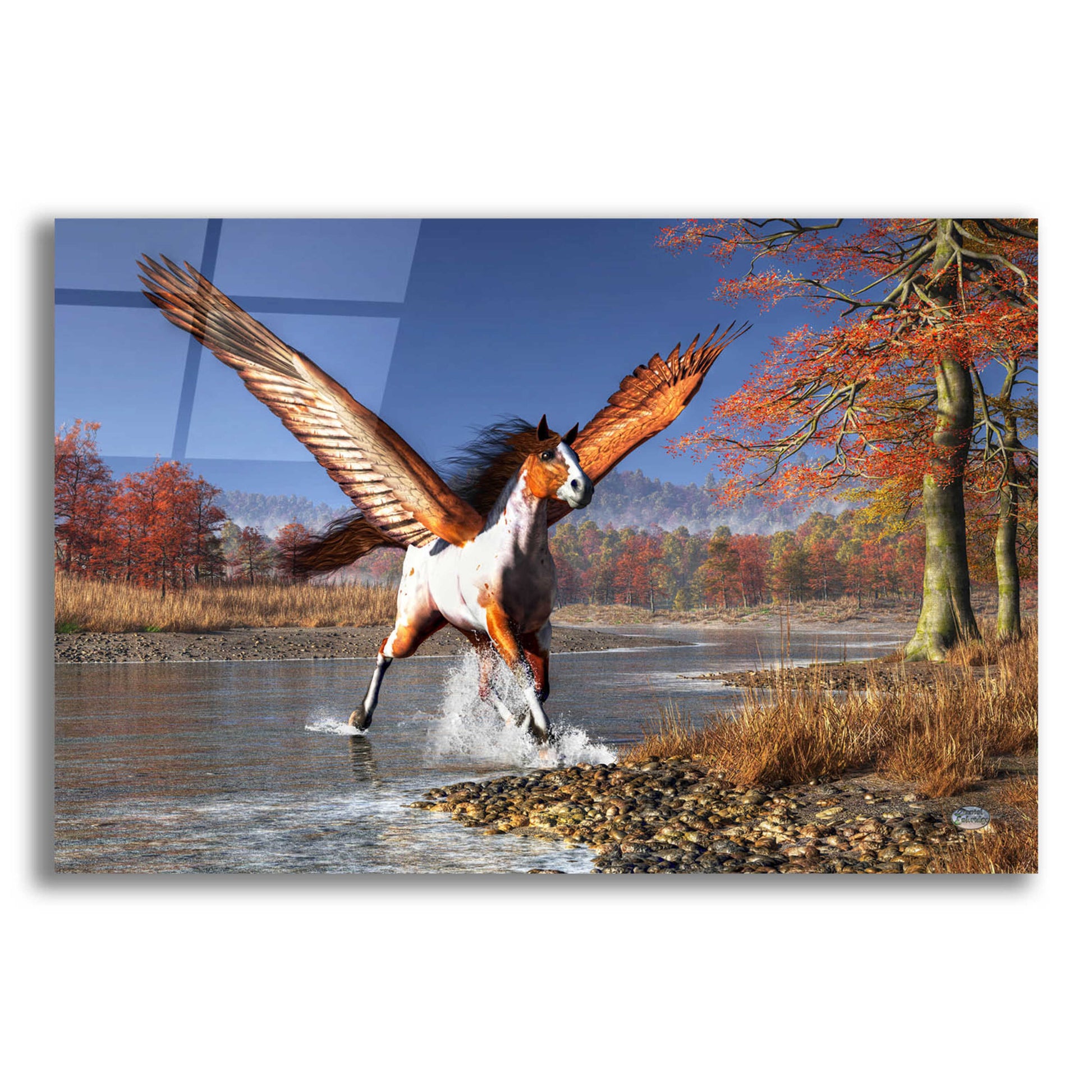 Epic Art 'Autumn Pegasus' by Daniel Eskridge, Acrylic Glass Wall Art,24x16