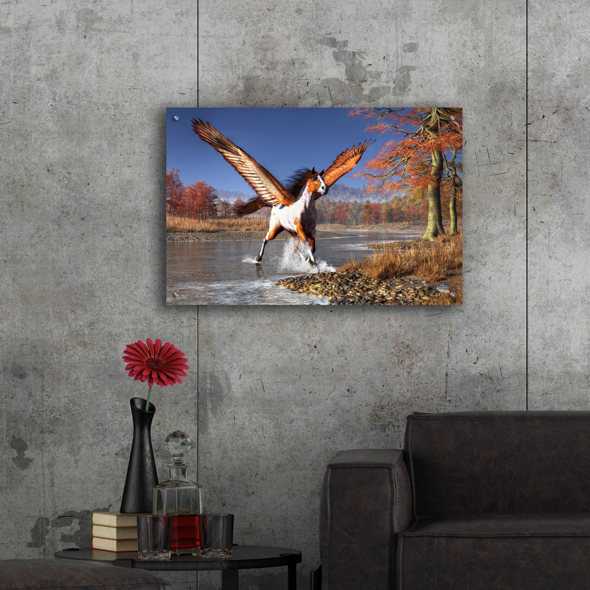 Epic Art 'Autumn Pegasus' by Daniel Eskridge, Acrylic Glass Wall Art,36x24