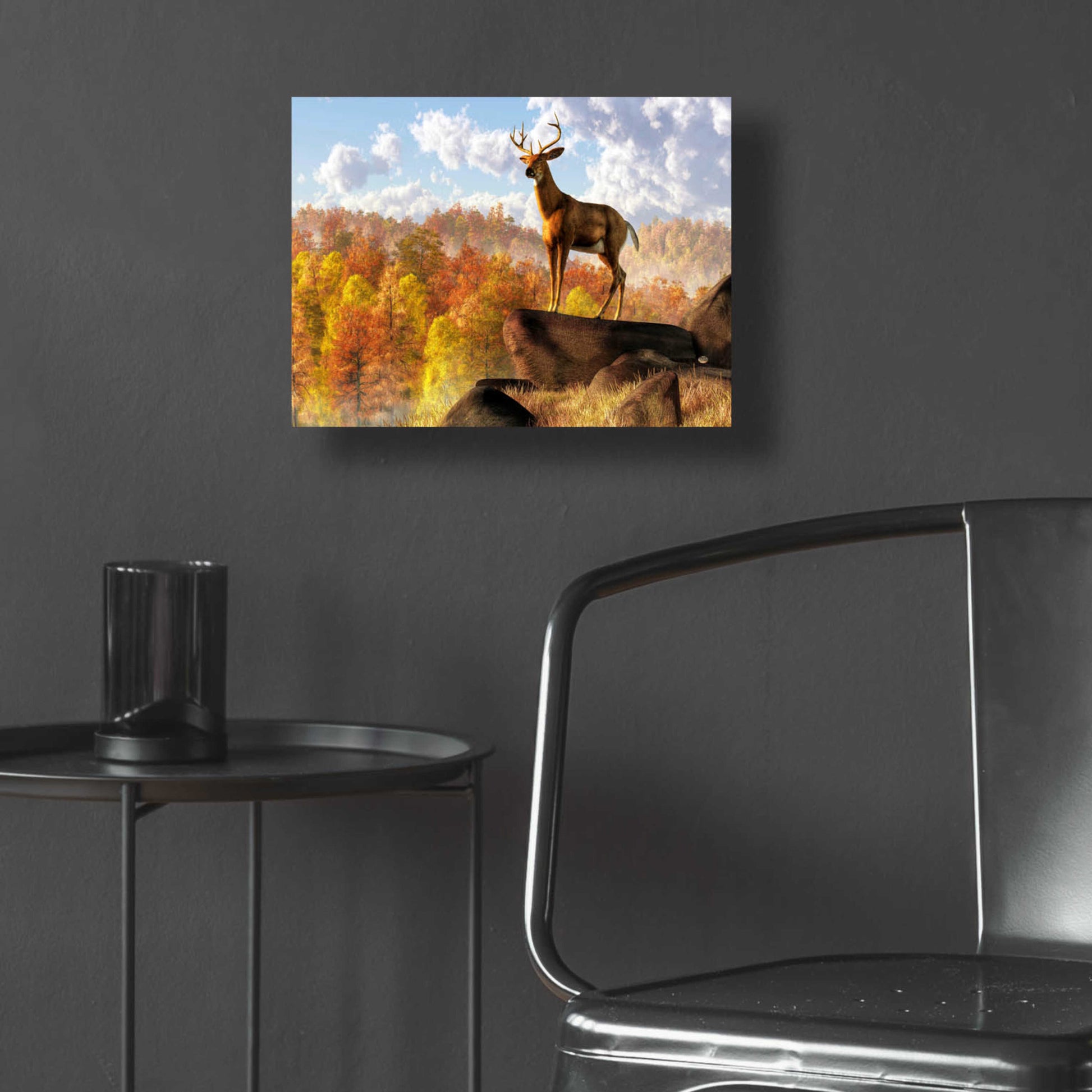 Epic Art 'Buck Over Autumn Valley' by Daniel Eskridge, Acrylic Glass Wall Art,16x12