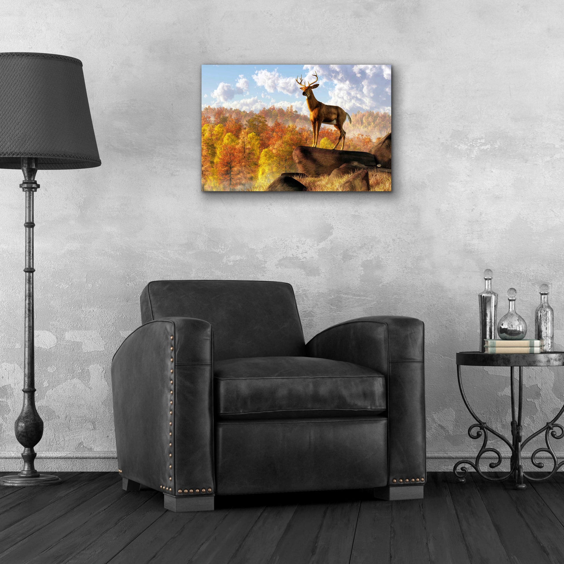 Epic Art 'Buck Over Autumn Valley' by Daniel Eskridge, Acrylic Glass Wall Art,24x16