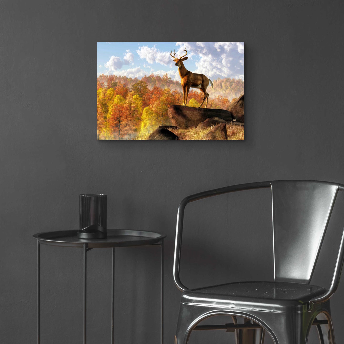 Epic Art 'Buck Over Autumn Valley' by Daniel Eskridge, Acrylic Glass Wall Art,24x16