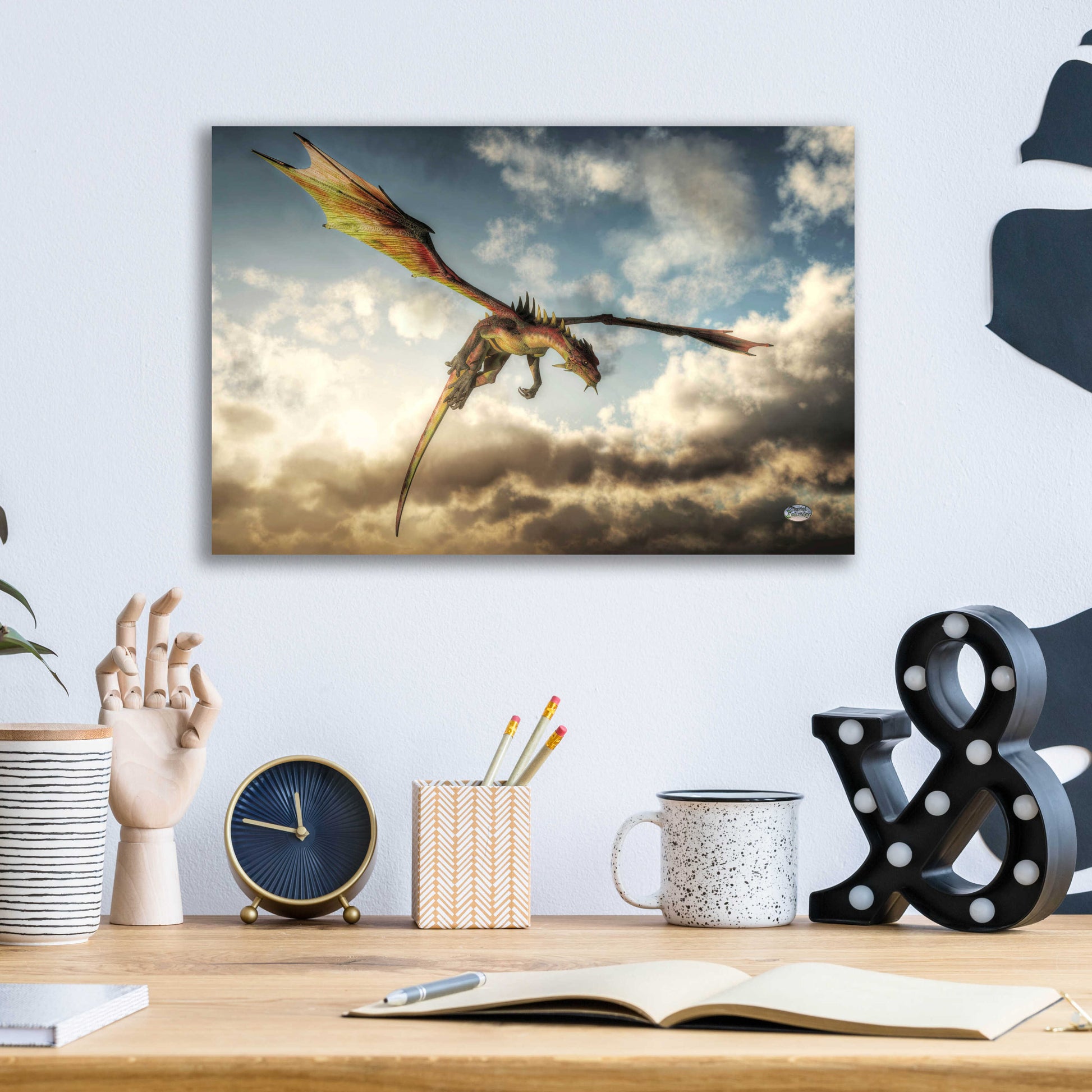 Epic Art 'Flying Dragon Death From Above' by Daniel Eskridge, Acrylic Glass Wall Art,16x12