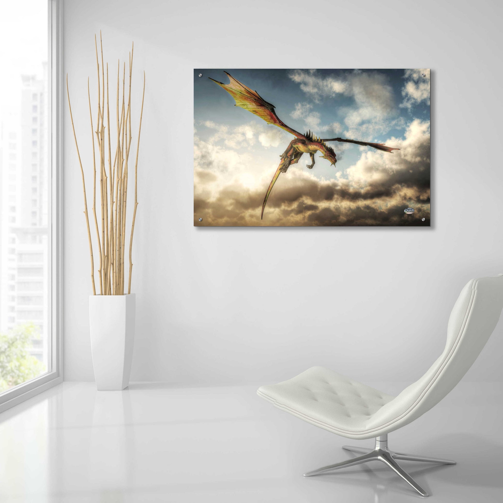 Epic Art 'Flying Dragon Death From Above' by Daniel Eskridge, Acrylic Glass Wall Art,36x24