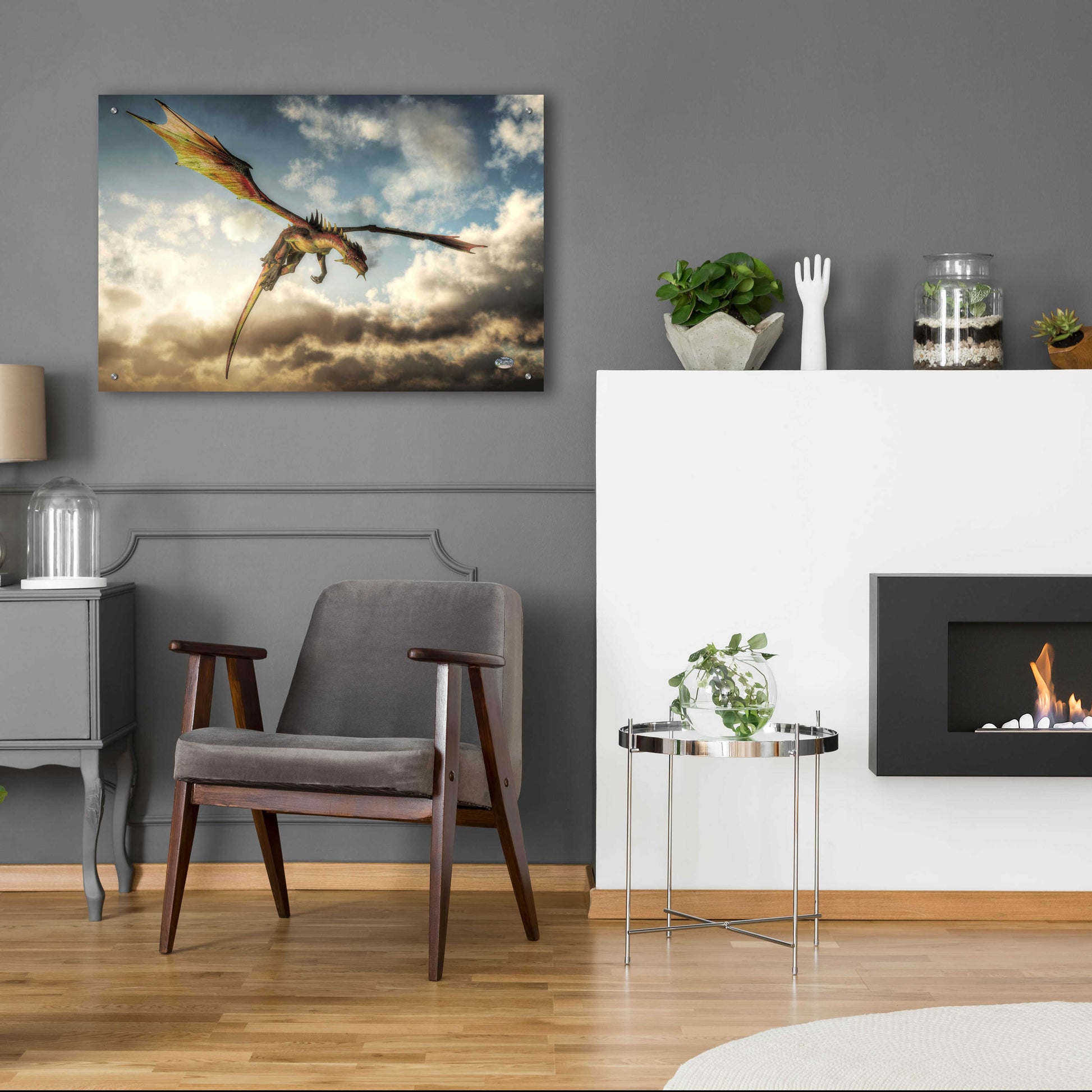 Epic Art 'Flying Dragon Death From Above' by Daniel Eskridge, Acrylic Glass Wall Art,36x24