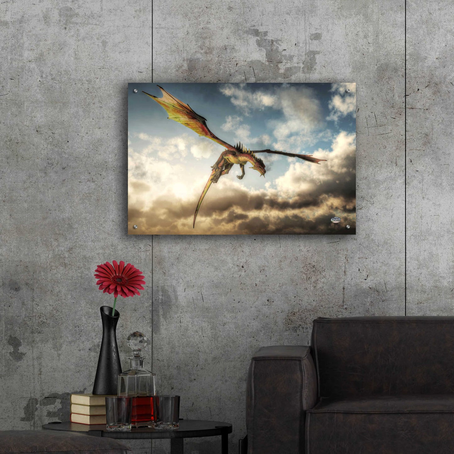 Epic Art 'Flying Dragon Death From Above' by Daniel Eskridge, Acrylic Glass Wall Art,36x24