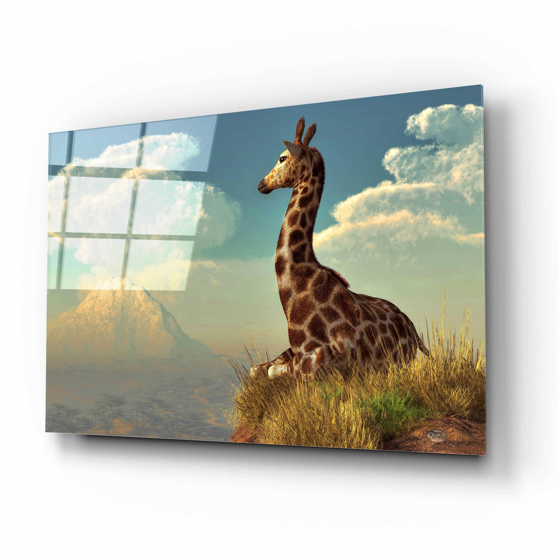 Epic Art 'Giraffe And Distant Mountain' by Daniel Eskridge, Acrylic Glass Wall Art,16x12