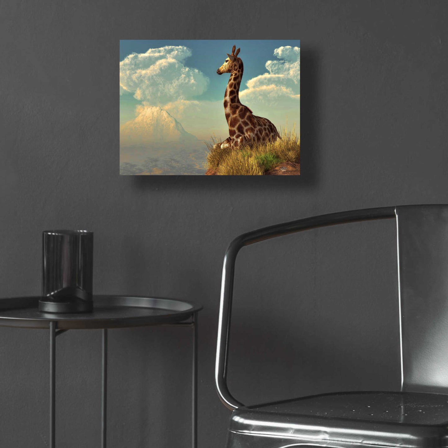 Epic Art 'Giraffe And Distant Mountain' by Daniel Eskridge, Acrylic Glass Wall Art,16x12