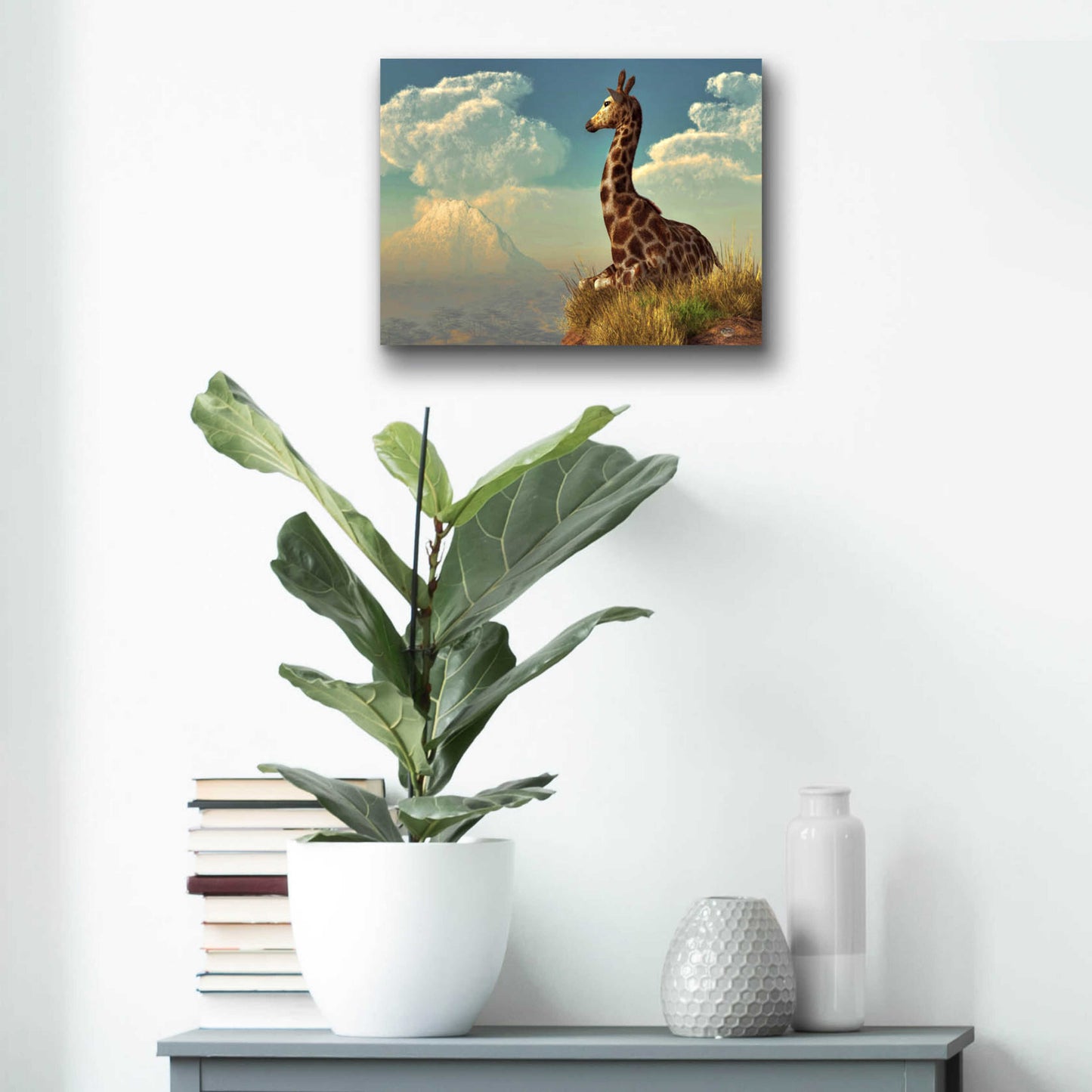 Epic Art 'Giraffe And Distant Mountain' by Daniel Eskridge, Acrylic Glass Wall Art,16x12