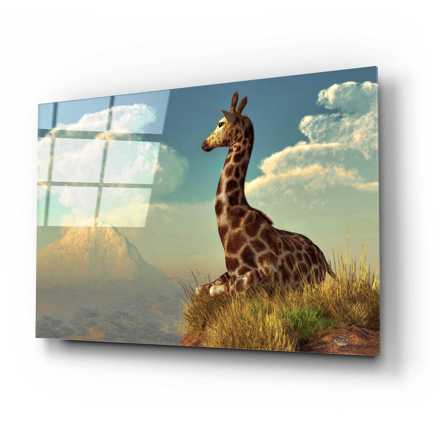 Epic Art 'Giraffe And Distant Mountain' by Daniel Eskridge, Acrylic Glass Wall Art,24x16