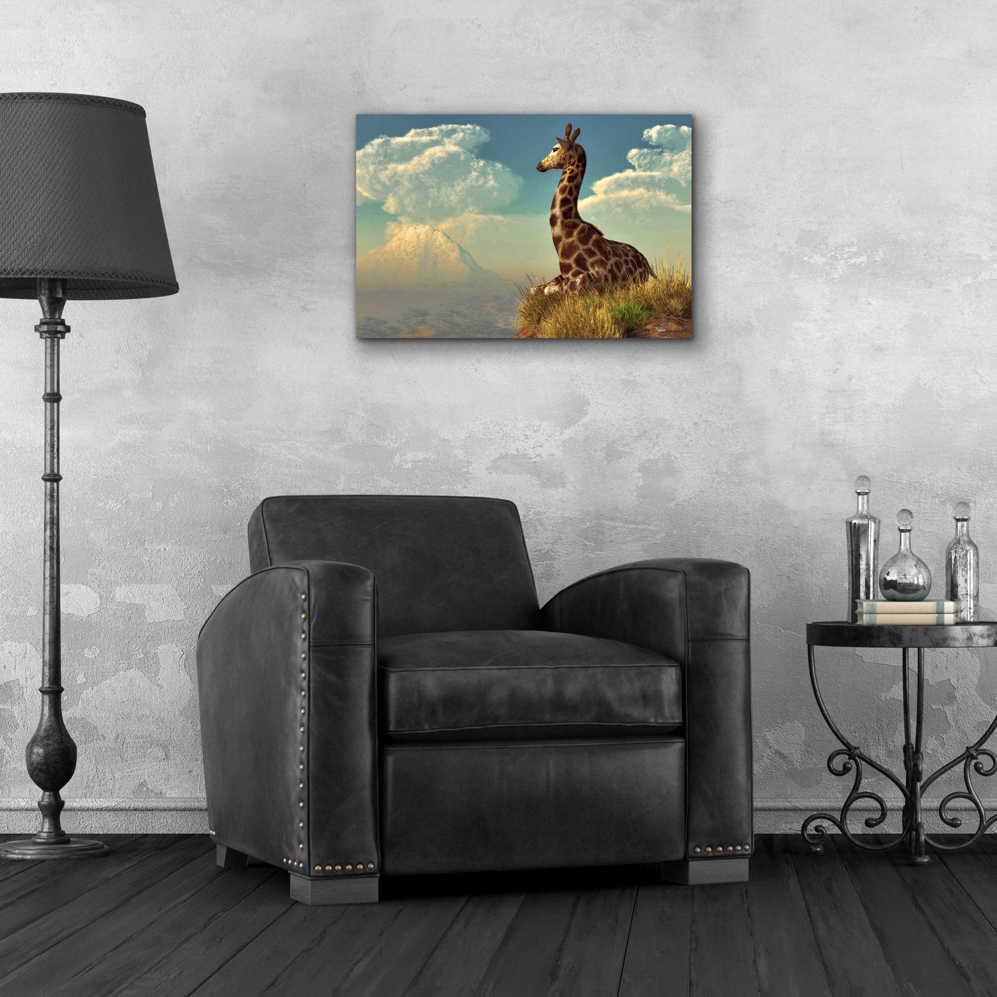 Epic Art 'Giraffe And Distant Mountain' by Daniel Eskridge, Acrylic Glass Wall Art,24x16