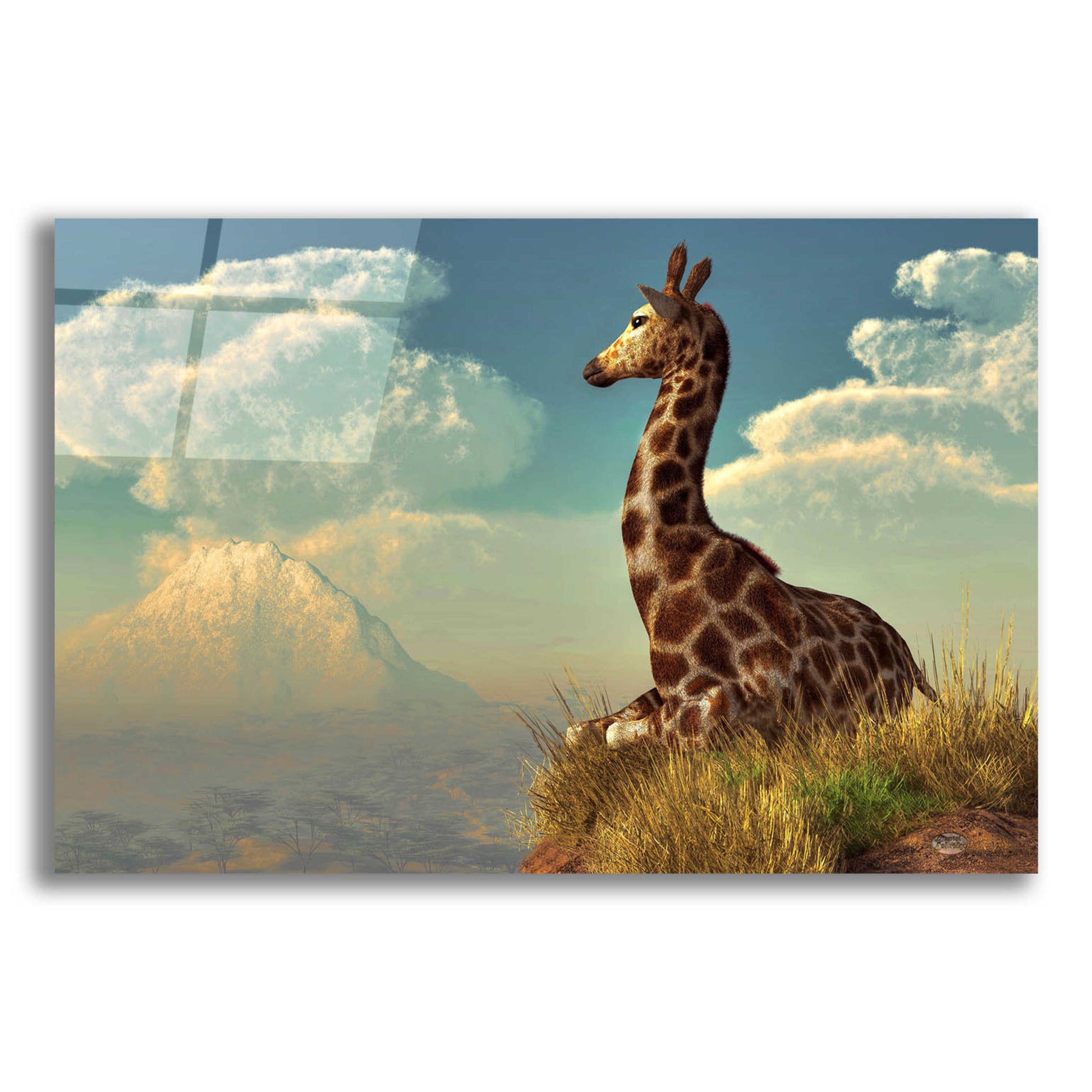 Epic Art 'Giraffe And Distant Mountain' by Daniel Eskridge, Acrylic Glass Wall Art,24x16