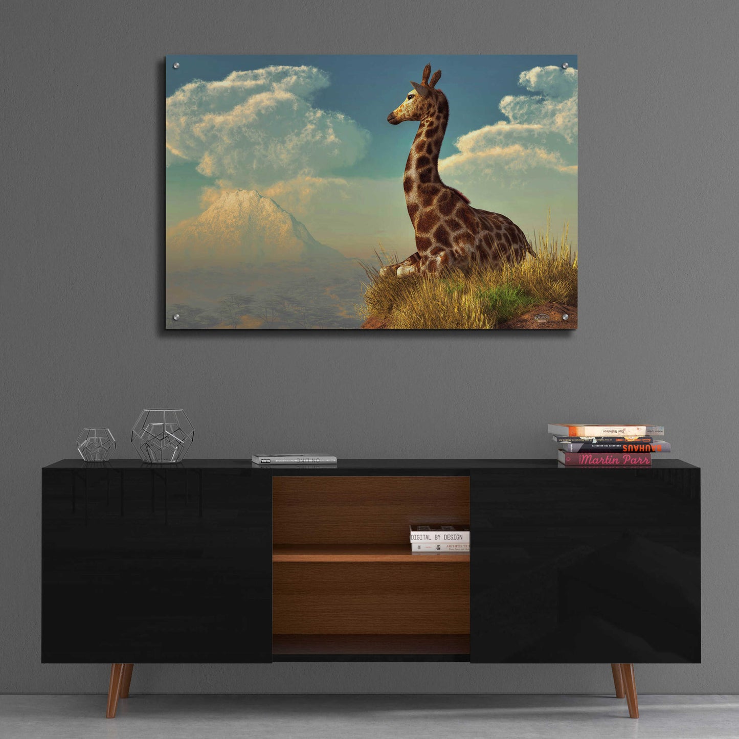 Epic Art 'Giraffe And Distant Mountain' by Daniel Eskridge, Acrylic Glass Wall Art,36x24