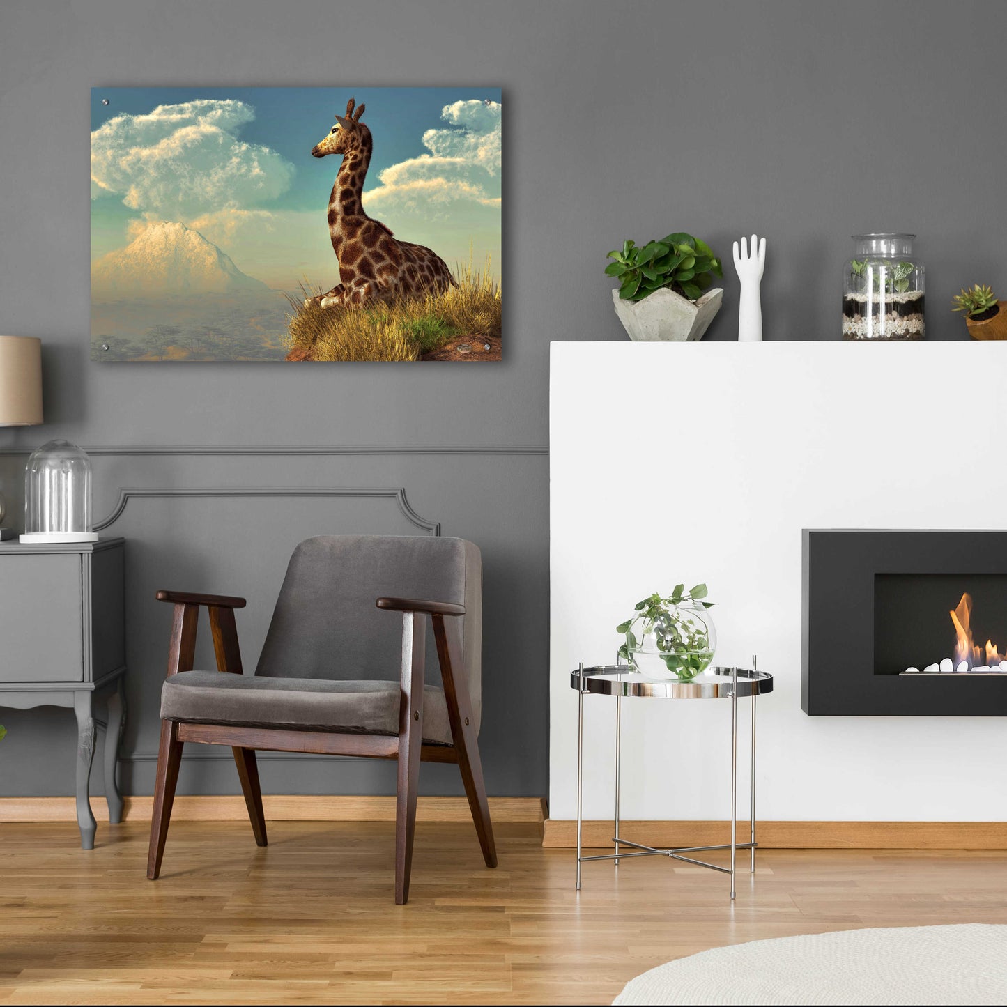 Epic Art 'Giraffe And Distant Mountain' by Daniel Eskridge, Acrylic Glass Wall Art,36x24