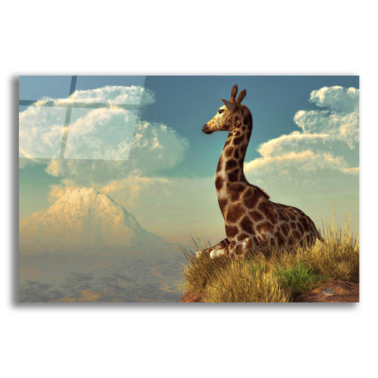 Epic Art 'Giraffe And Distant Mountain' by Daniel Eskridge, Acrylic Glass Wall Art