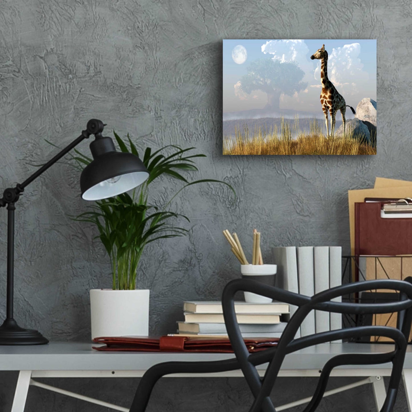 Epic Art 'Giraffe And Giant Tree' by Daniel Eskridge, Acrylic Glass Wall Art,16x12