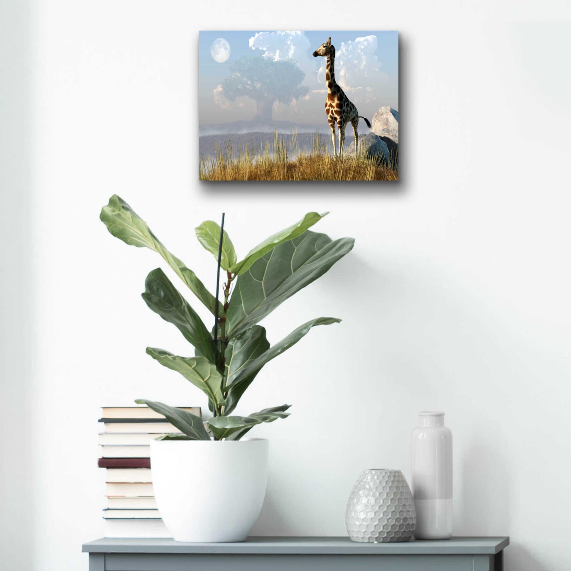 Epic Art 'Giraffe And Giant Tree' by Daniel Eskridge, Acrylic Glass Wall Art,16x12