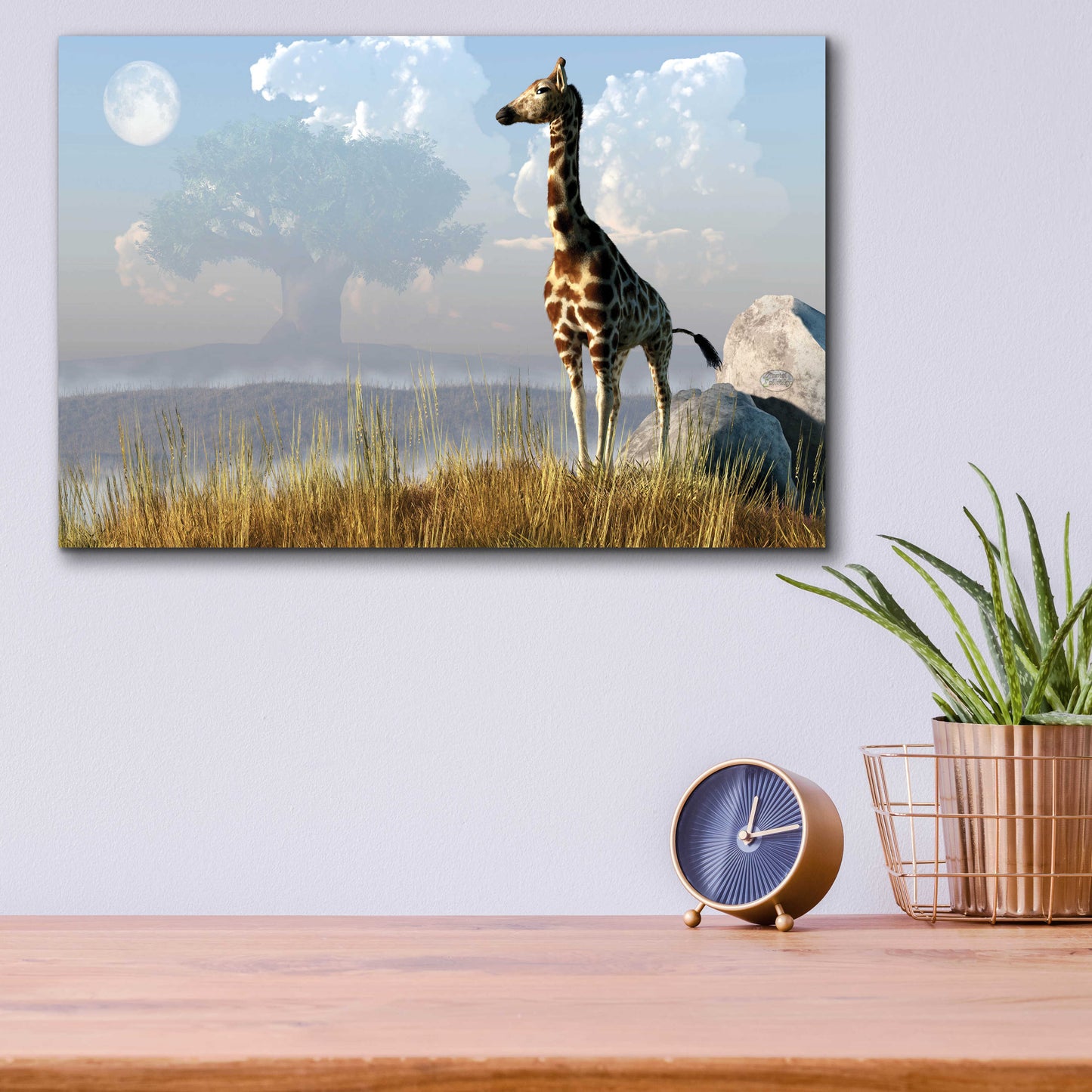 Epic Art 'Giraffe And Giant Tree' by Daniel Eskridge, Acrylic Glass Wall Art,16x12