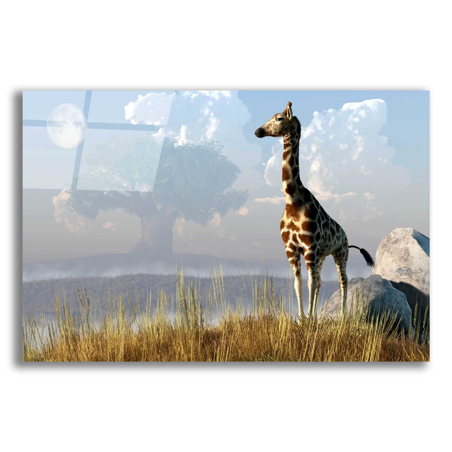 Epic Art 'Giraffe And Giant Tree' by Daniel Eskridge, Acrylic Glass Wall Art,24x16