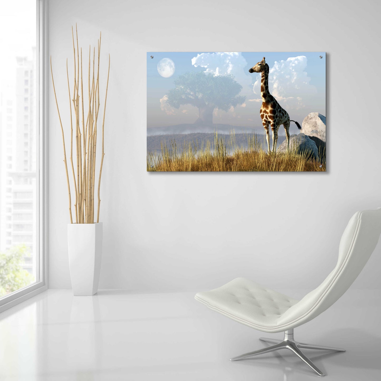 Epic Art 'Giraffe And Giant Tree' by Daniel Eskridge, Acrylic Glass Wall Art,36x24