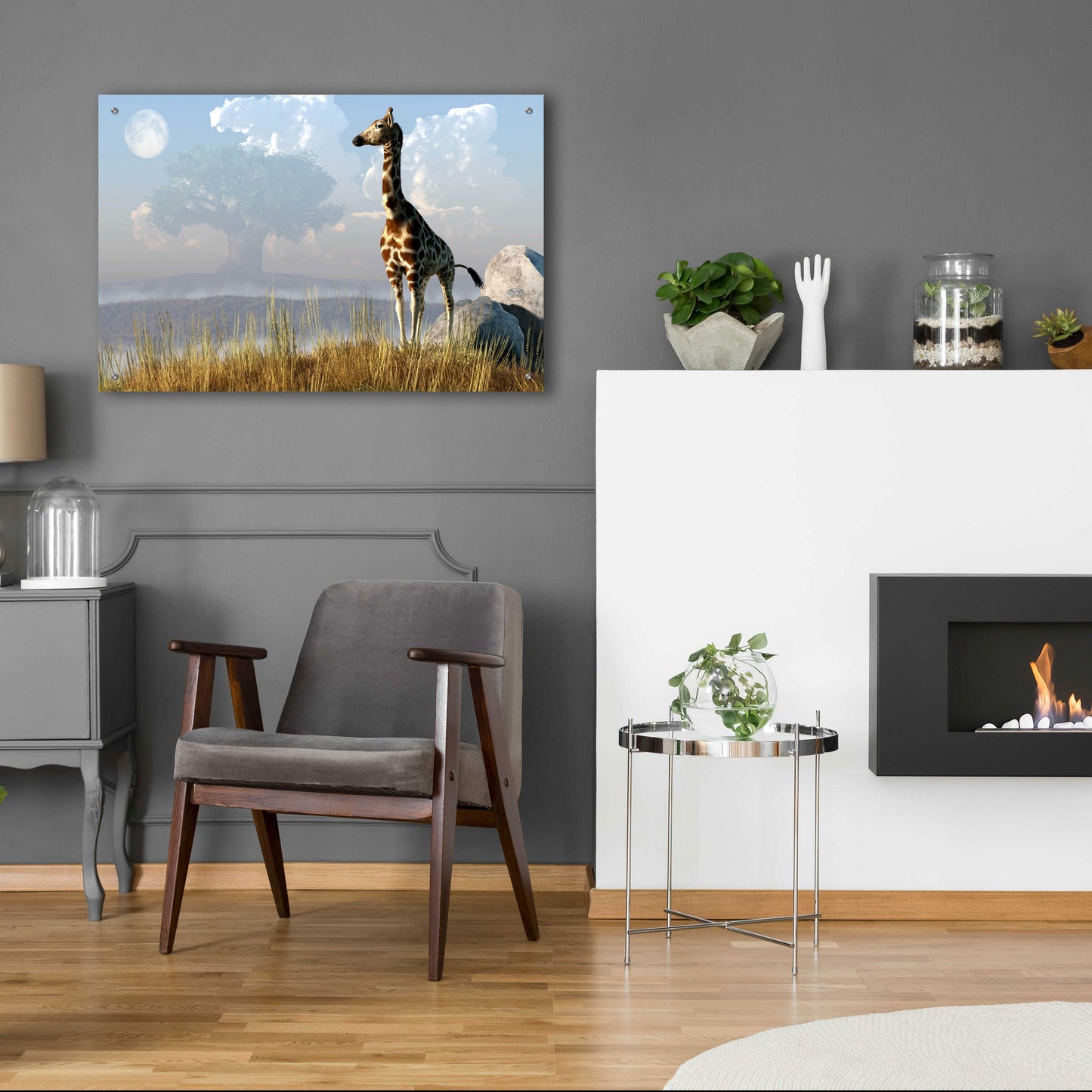 Epic Art 'Giraffe And Giant Tree' by Daniel Eskridge, Acrylic Glass Wall Art,36x24