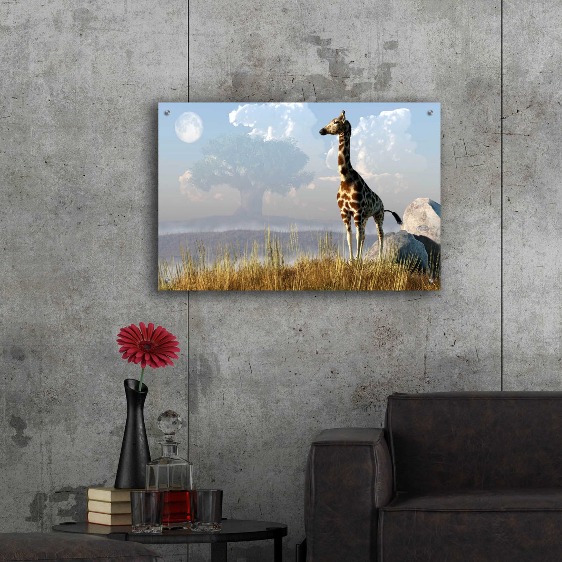 Epic Art 'Giraffe And Giant Tree' by Daniel Eskridge, Acrylic Glass Wall Art,36x24