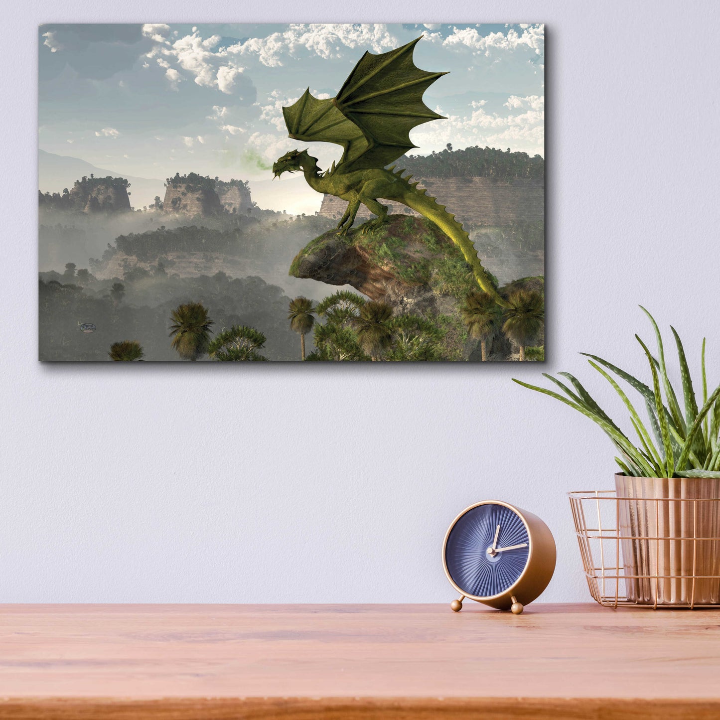 Epic Art 'Green Dragon' by Daniel Eskridge, Acrylic Glass Wall Art,16x12