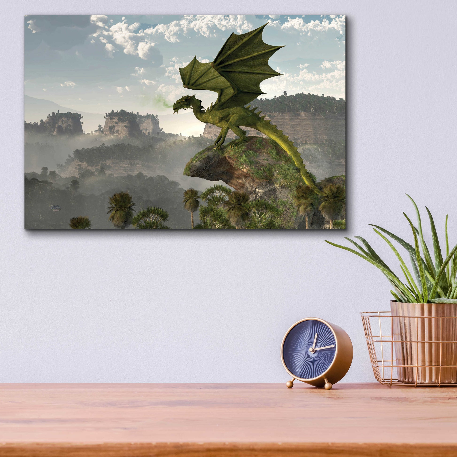 Epic Art 'Green Dragon' by Daniel Eskridge, Acrylic Glass Wall Art,16x12