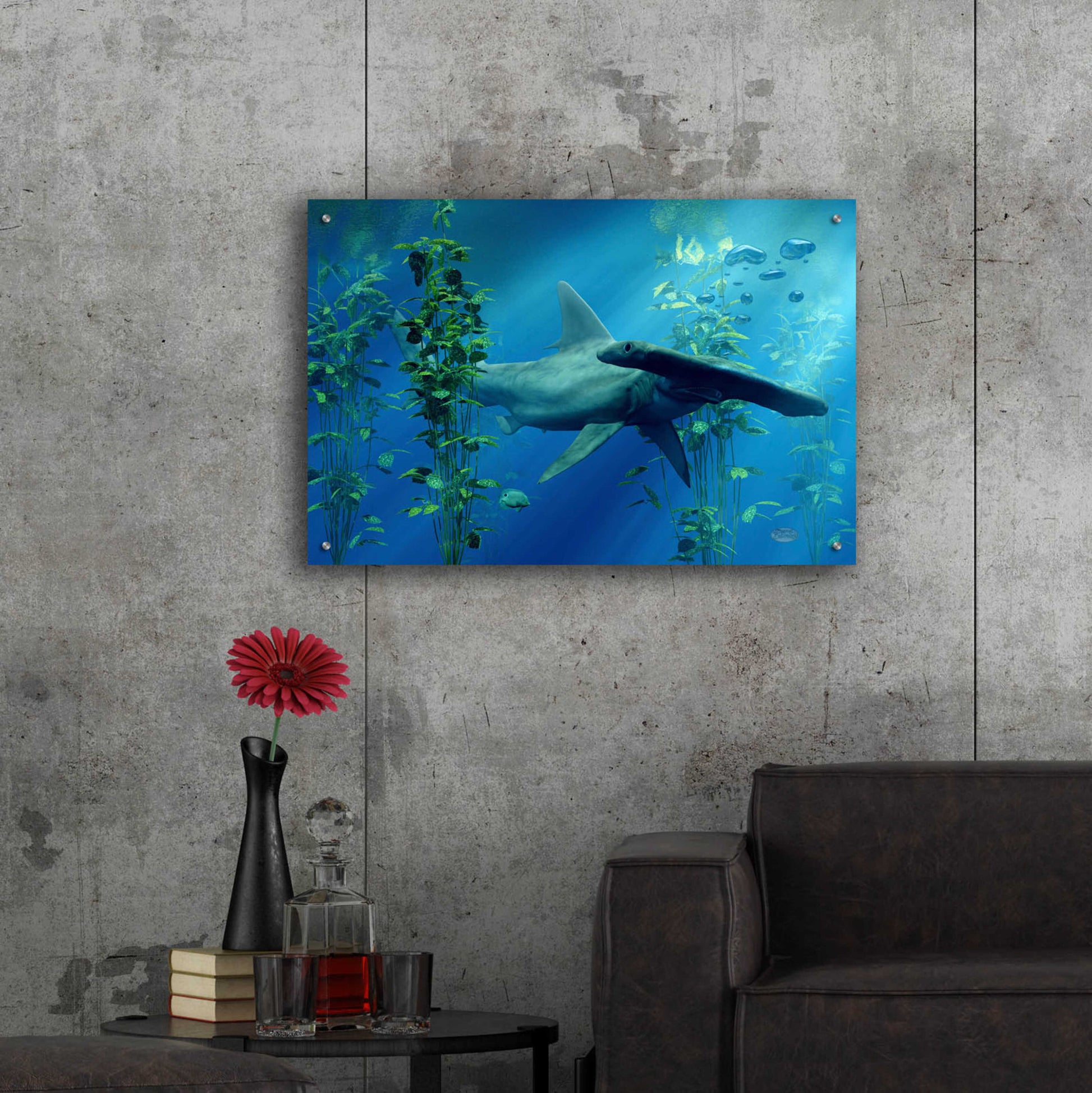 Epic Art 'Hammerhead' by Daniel Eskridge, Acrylic Glass Wall Art,36x24