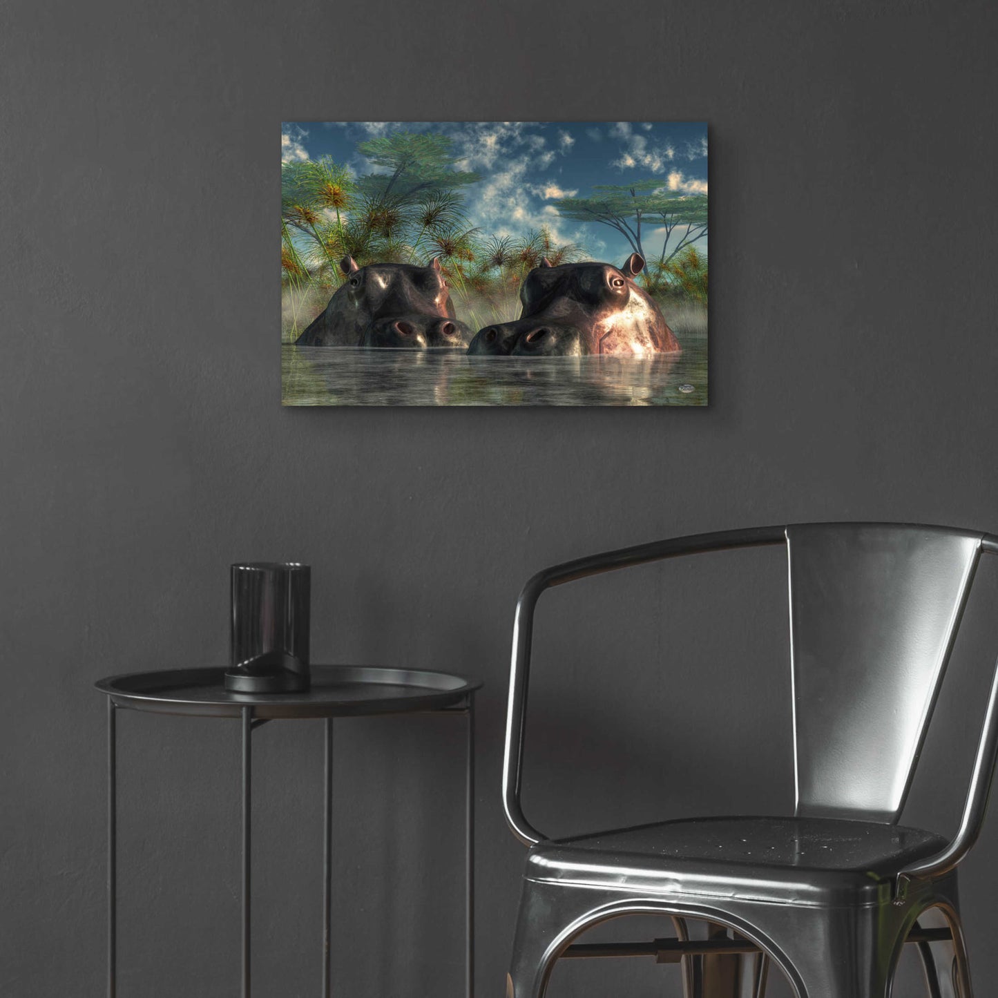 Epic Art 'Hippos Coming To Get You' by Daniel Eskridge, Acrylic Glass Wall Art,24x16