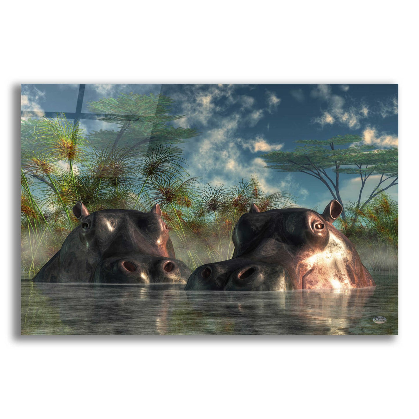 Epic Art 'Hippos Coming To Get You' by Daniel Eskridge, Acrylic Glass Wall Art,24x16