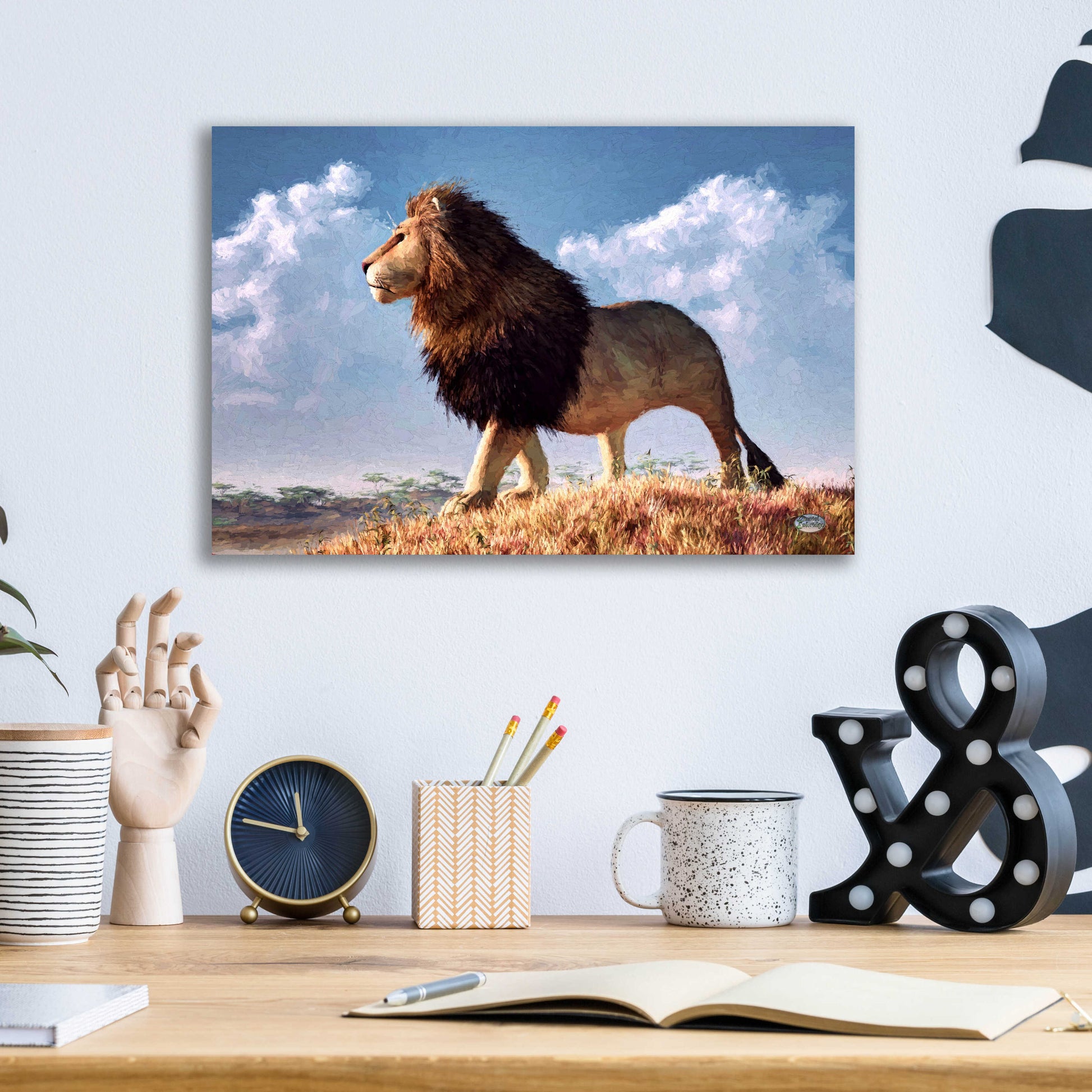 Epic Art 'Impressionist Lion' by Daniel Eskridge, Acrylic Glass Wall Art,16x12