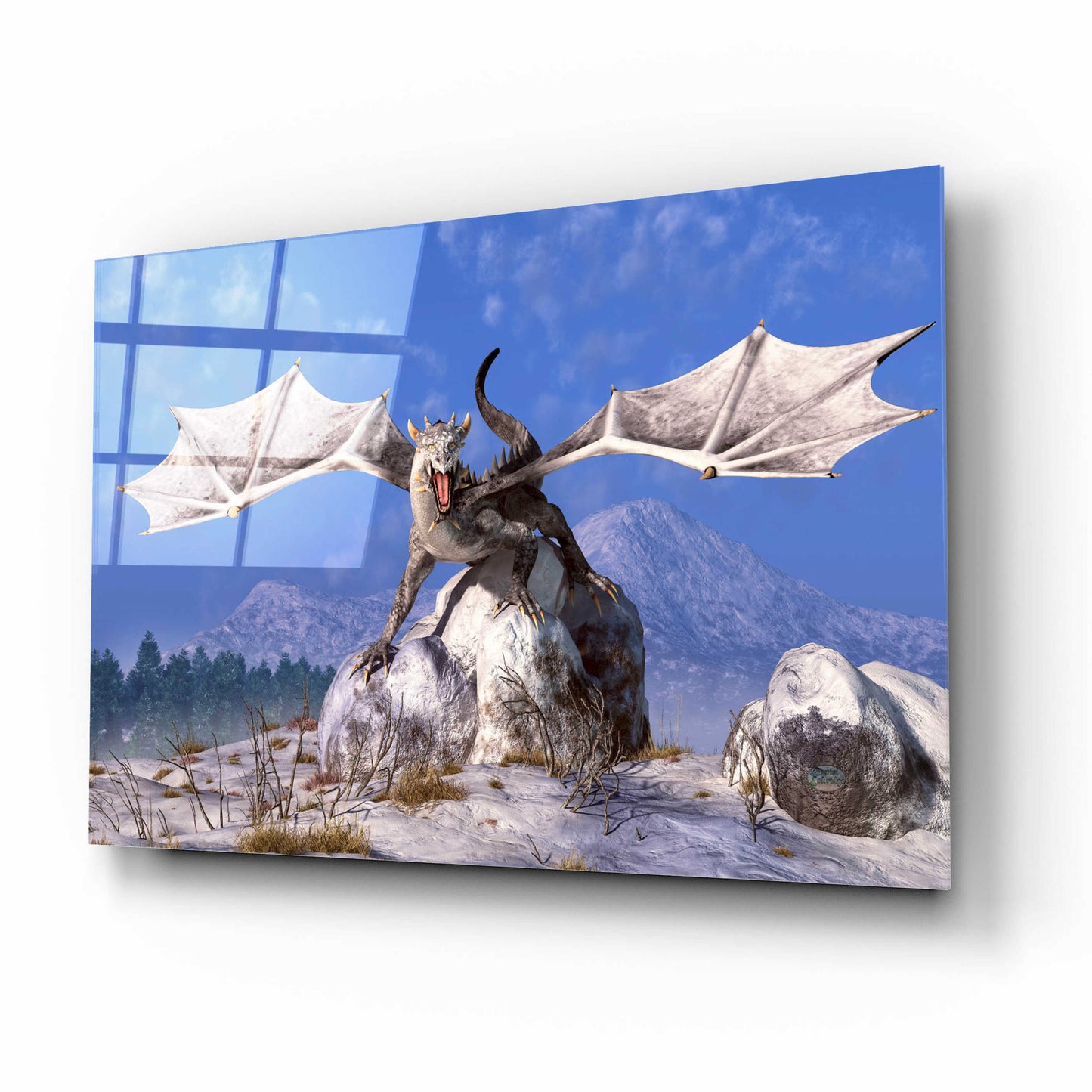 Epic Art 'White Dragon' by Daniel Eskridge, Acrylic Glass Wall Art,16x12