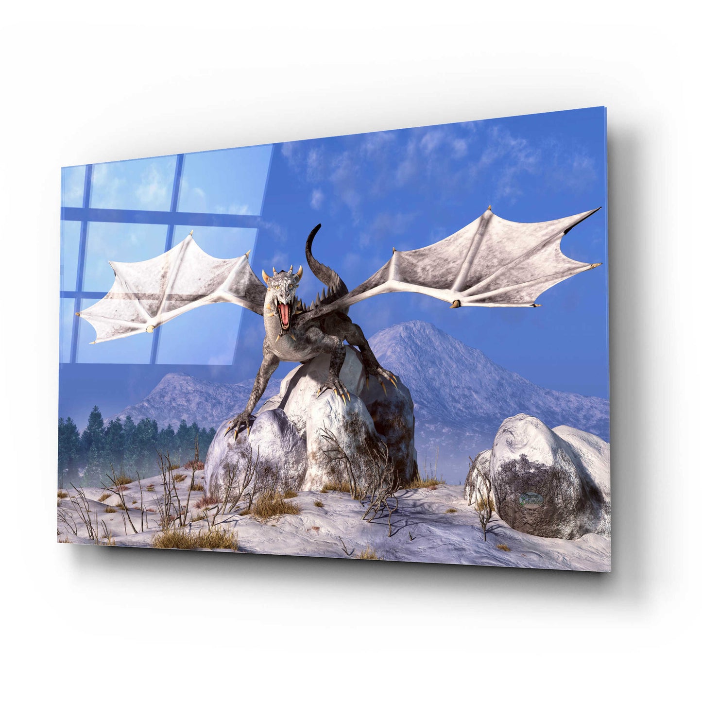 Epic Art 'White Dragon' by Daniel Eskridge, Acrylic Glass Wall Art,24x16