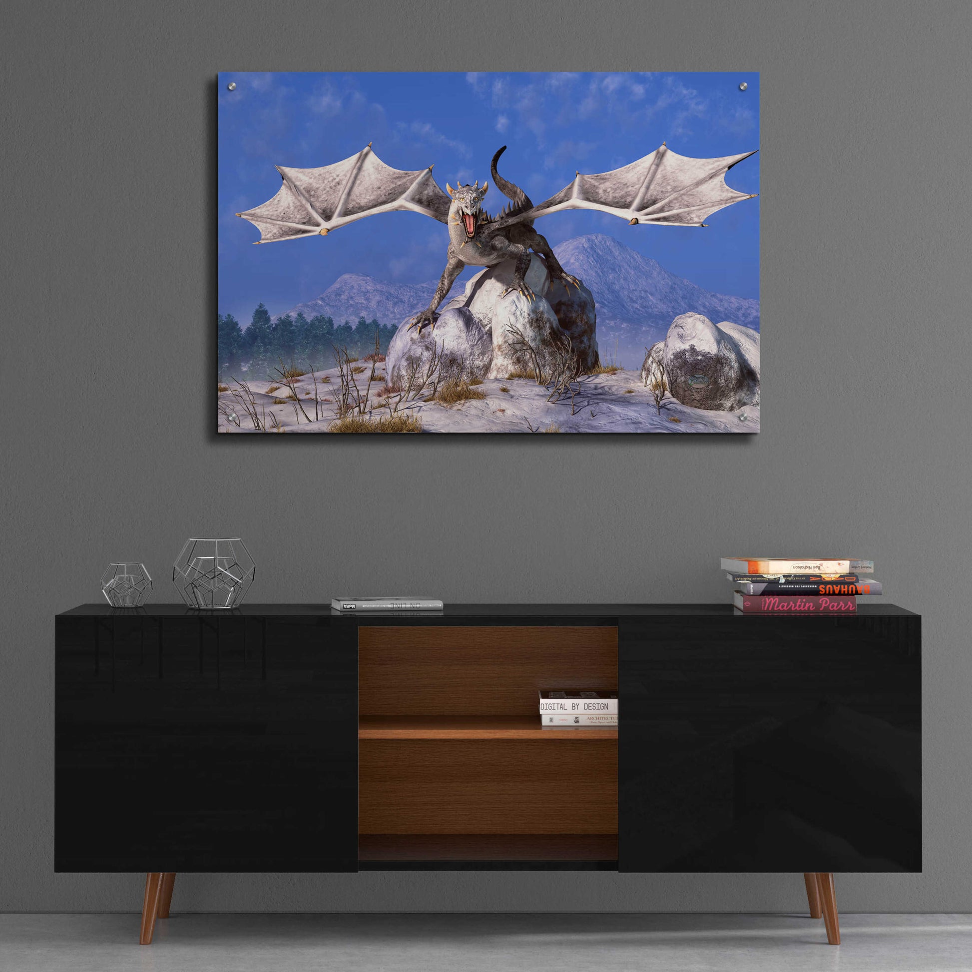 Epic Art 'White Dragon' by Daniel Eskridge, Acrylic Glass Wall Art,36x24