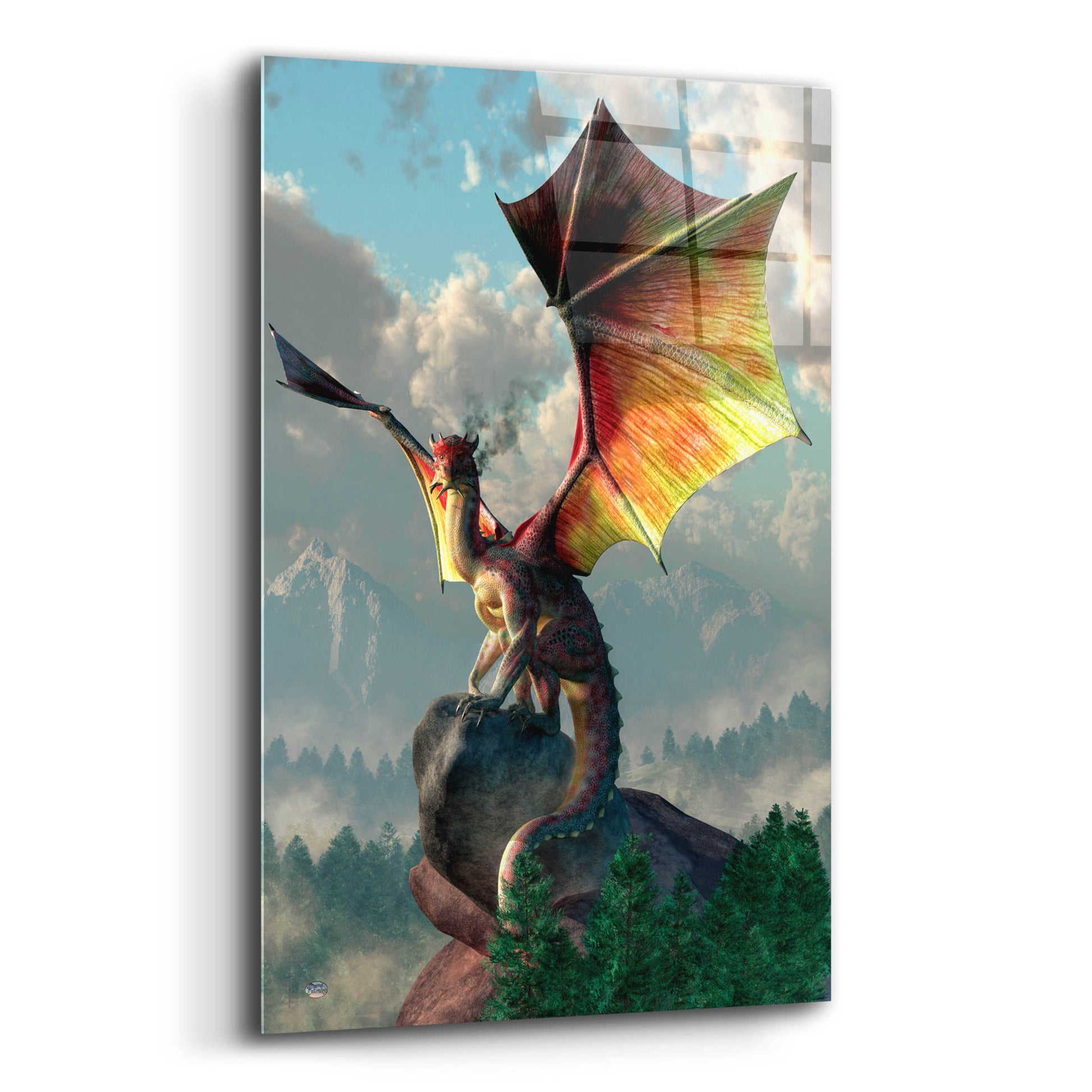 Epic Art 'Yellow Winged Dragon' by Daniel Eskridge, Acrylic Glass Wall Art,12x16