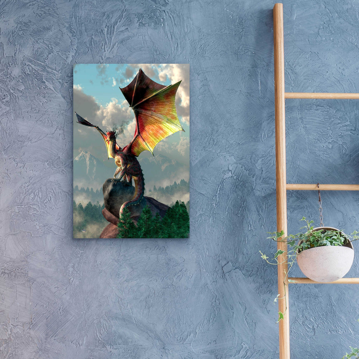 Epic Art 'Yellow Winged Dragon' by Daniel Eskridge, Acrylic Glass Wall Art,16x24