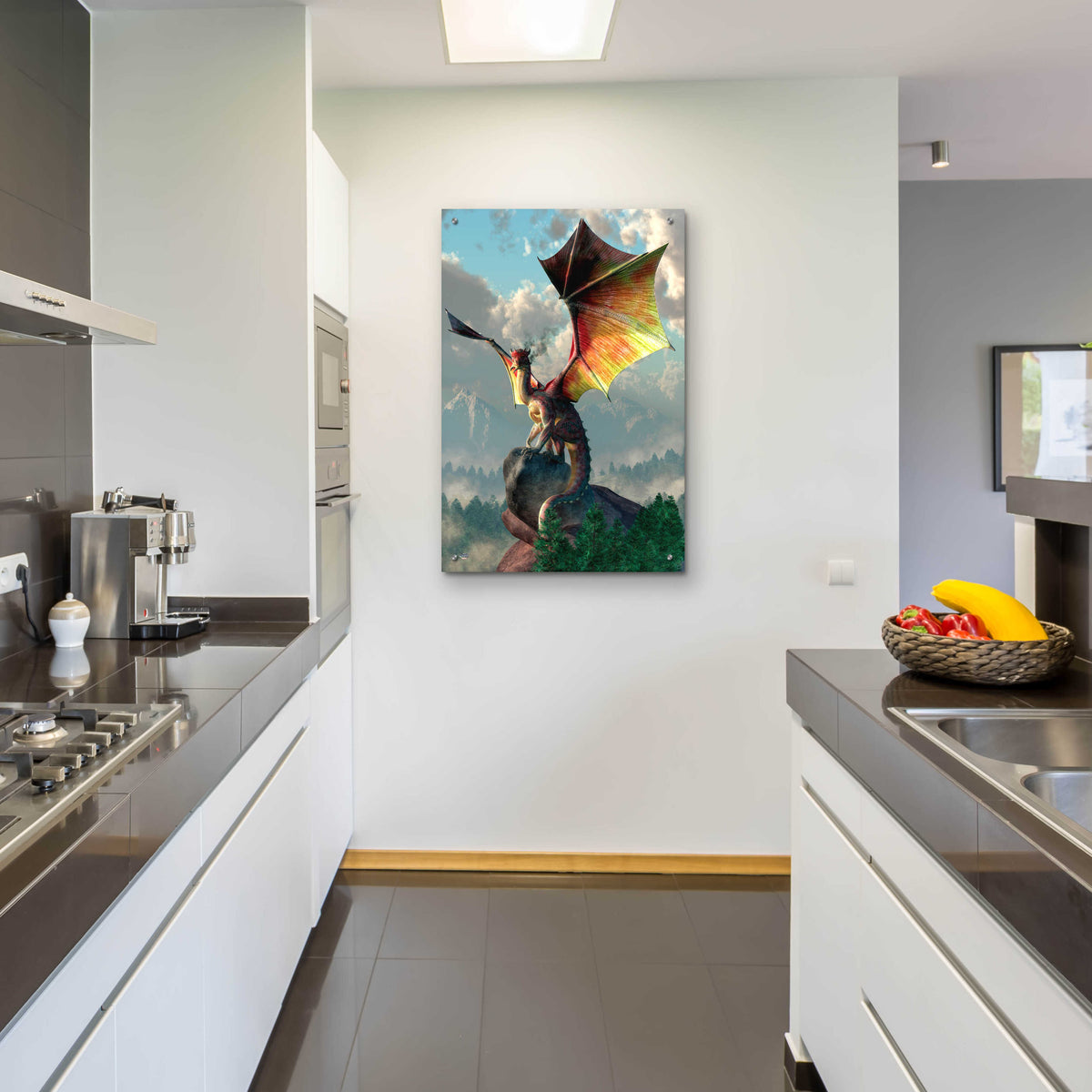 Epic Art 'Yellow Winged Dragon' by Daniel Eskridge, Acrylic Glass Wall Art,24x36