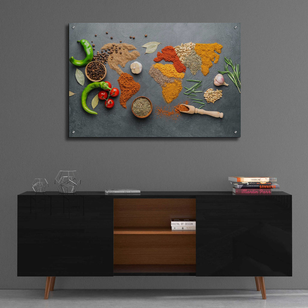 Epic Art 'Spicy World Map' by Epic Portfolio, Acrylic Glass Wall Art,36x24