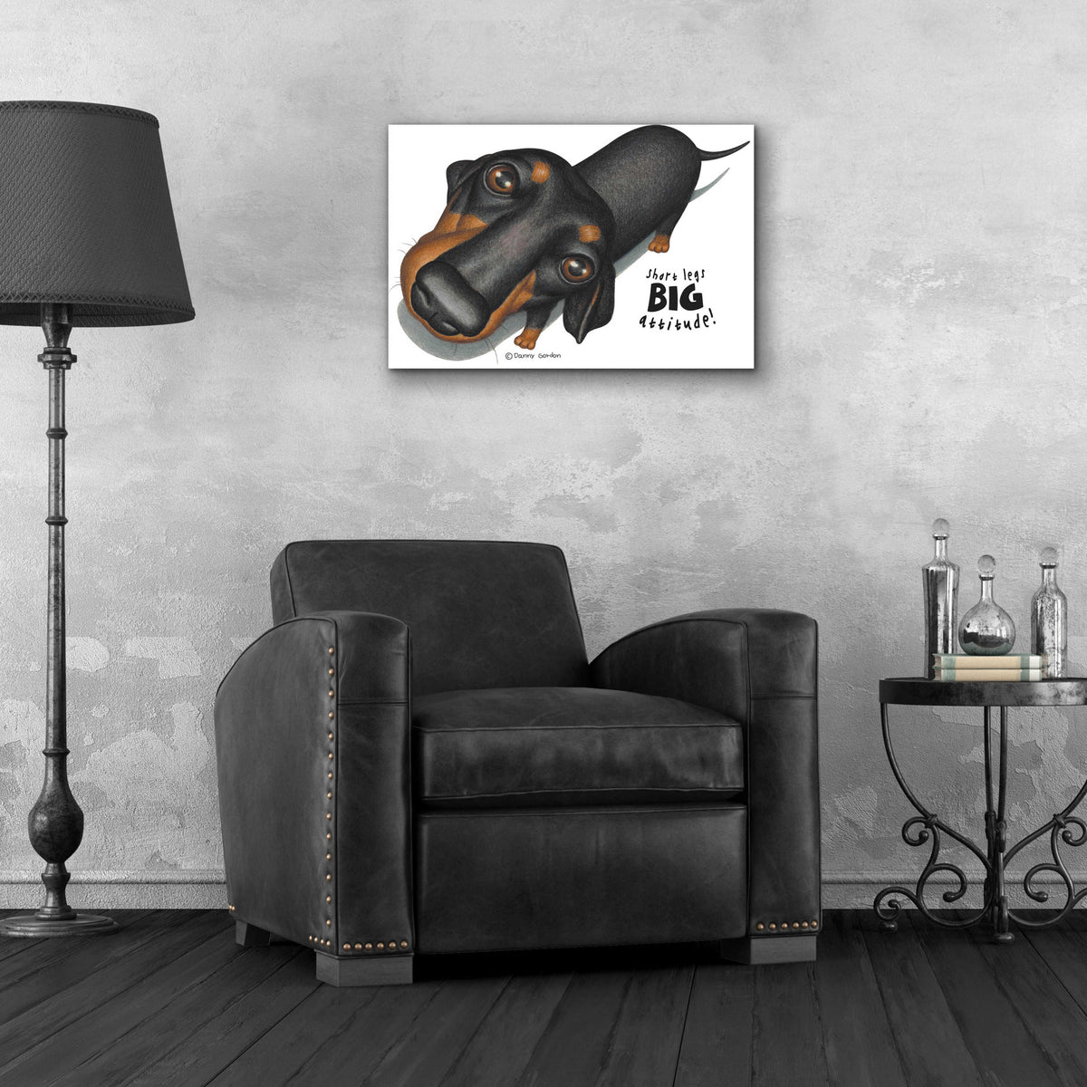 Epic Art 'Black Dachshund Looking Up' by Danny Gordon Art, Acrylic Glass Wall Art,24x16