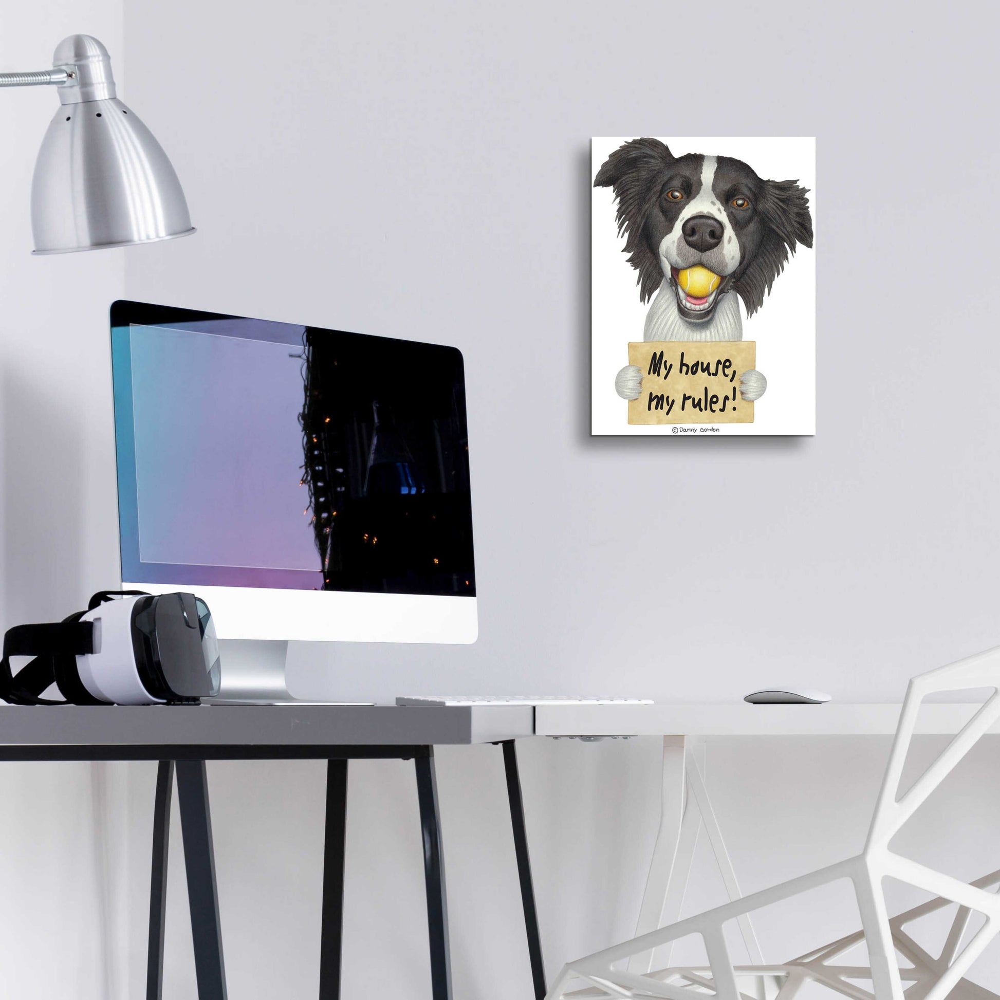 Epic Art 'Border Collie Ball in Mouth' by Danny Gordon Art, Acrylic Glass Wall Art,12x16