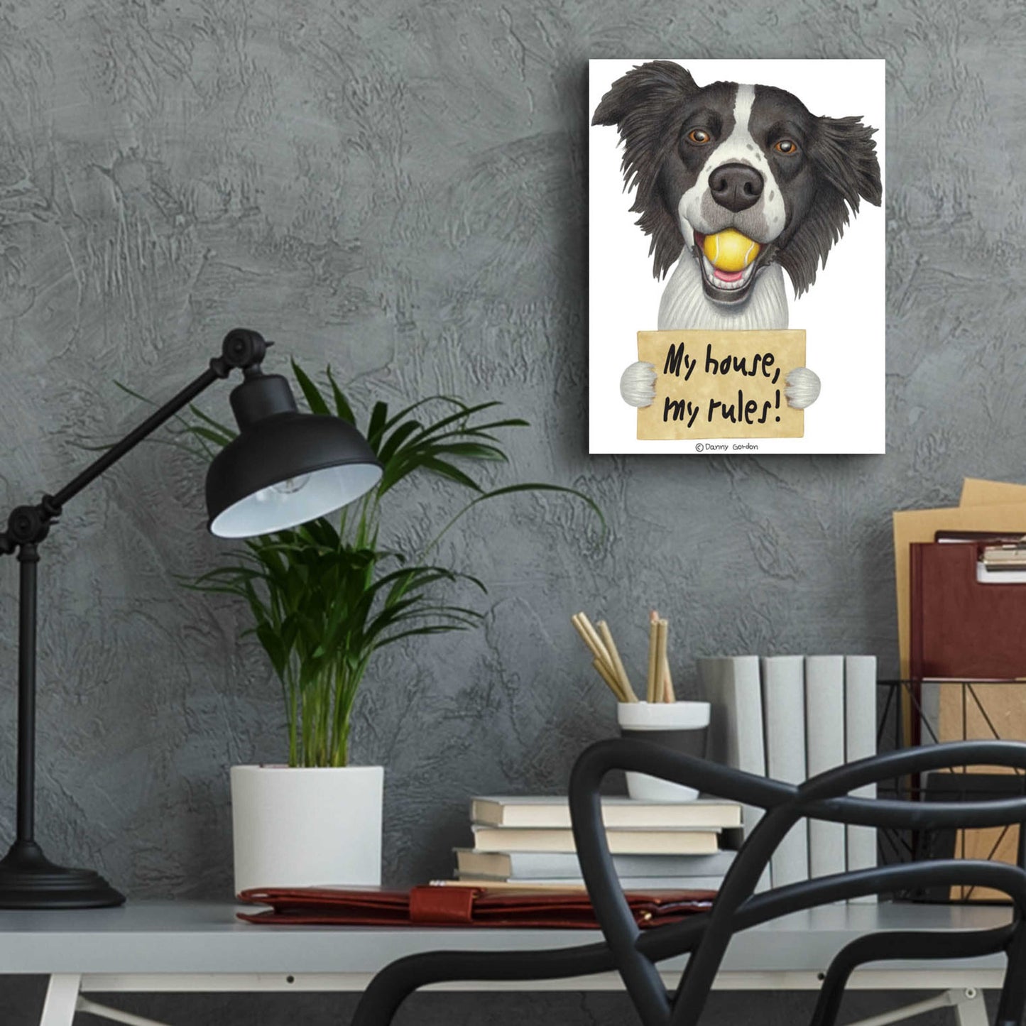 Epic Art 'Border Collie Ball in Mouth' by Danny Gordon Art, Acrylic Glass Wall Art,12x16